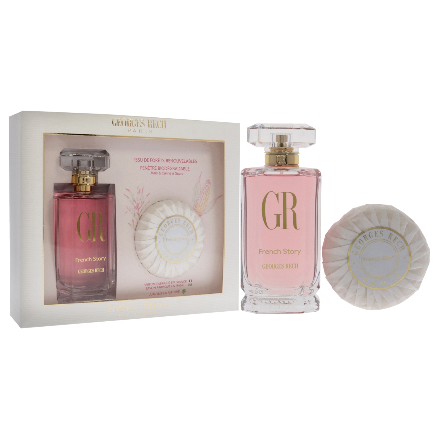 French Story by Georges Rech for Women - Pc Gift Set 3.3oz EDP Spray, 3.5oz Soap