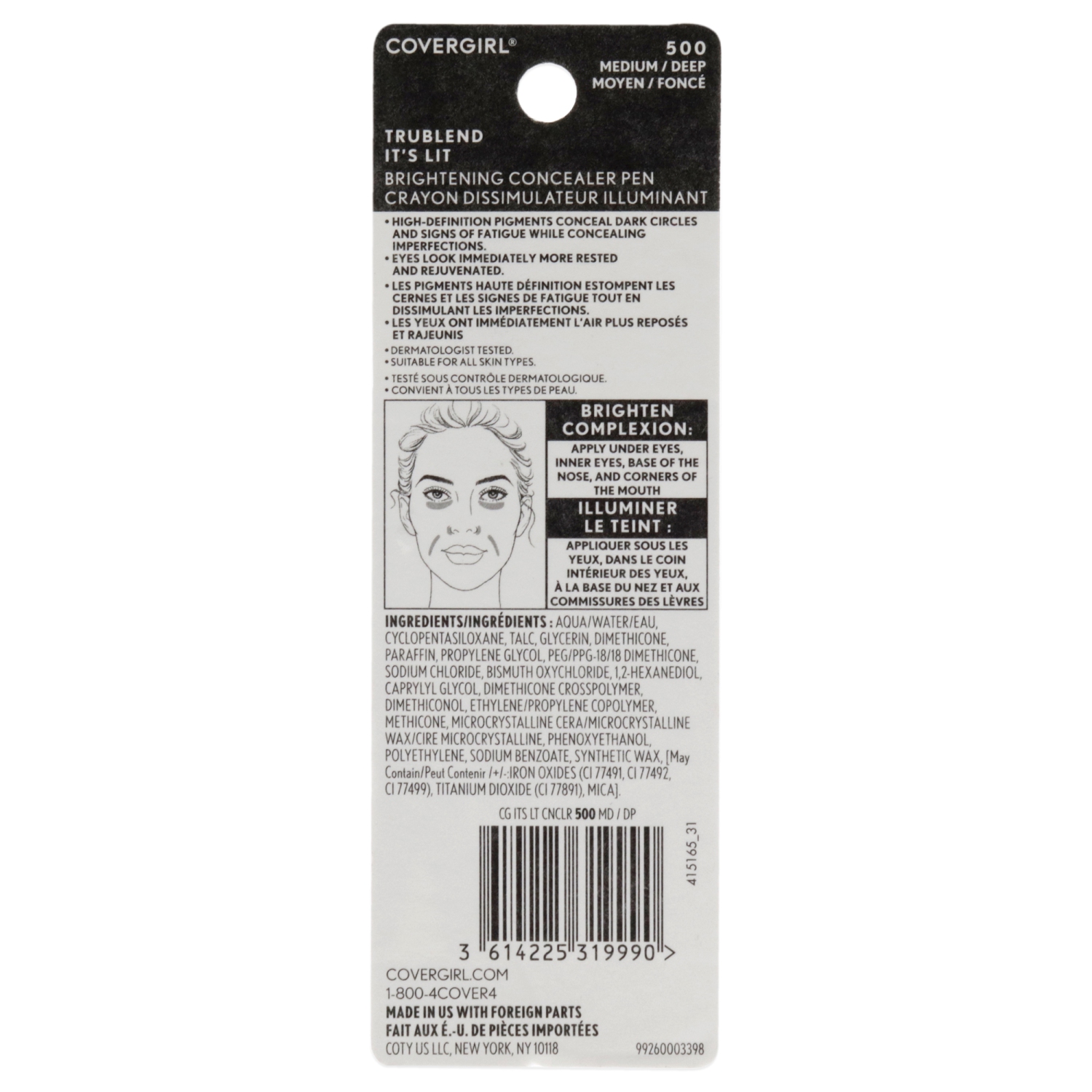 TruBlend Its Lit Brightening Concealer Pen - 500 Medium-Deep by CoverGirl for Women - 0.1 oz Concealer