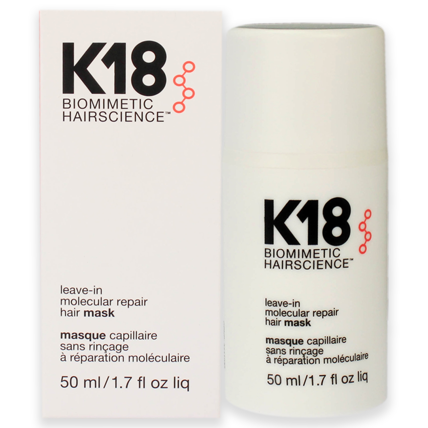 Masque capillaire réparateur moléculaire de K18 pour cheveux unisexes - Masque 1,7&nbsp;oz