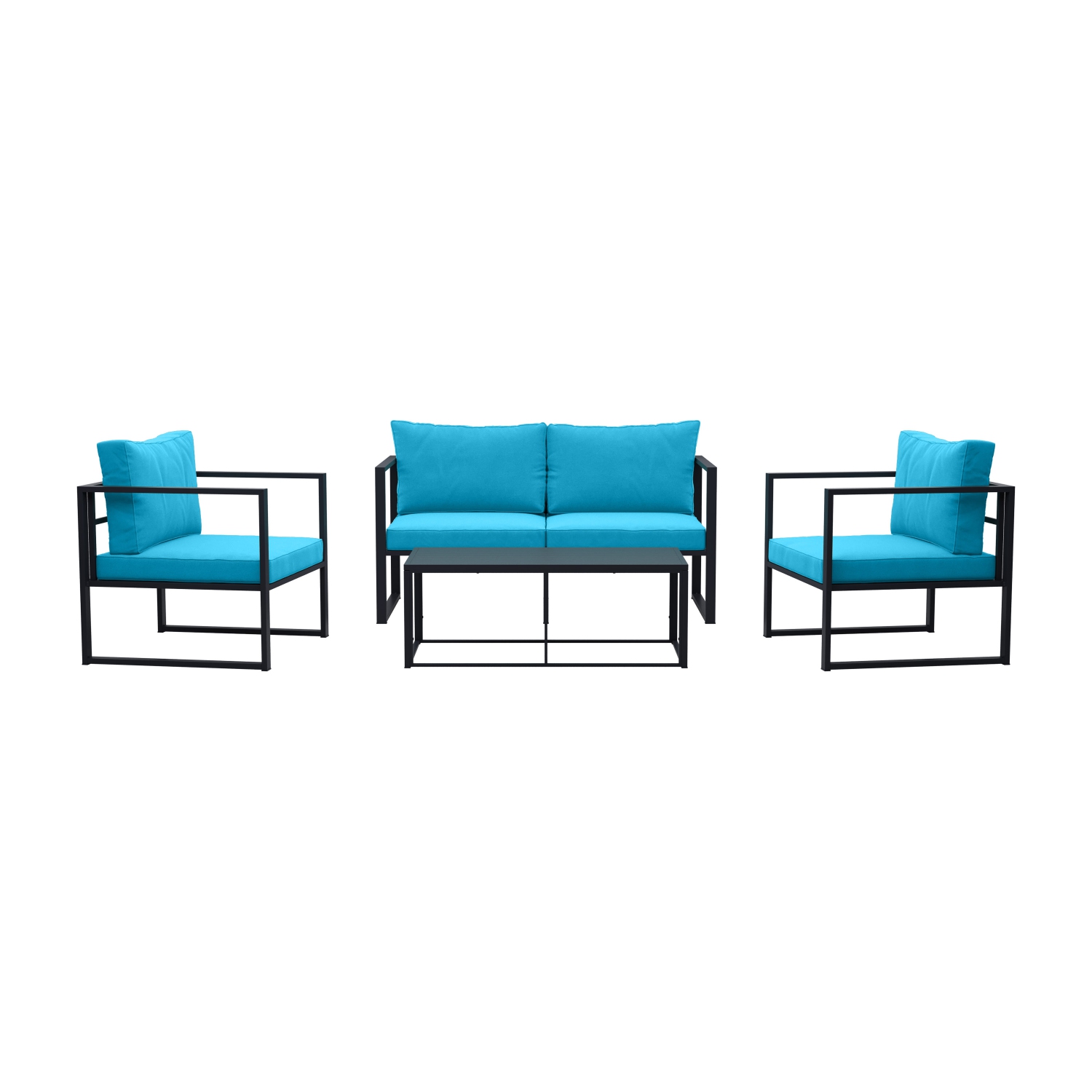 Ensemble de patio de 4 pièces Delia de CorLiving avec coussins, résistance aux intempéries, pour les petits espaces, balcon, jardin, cour arrière