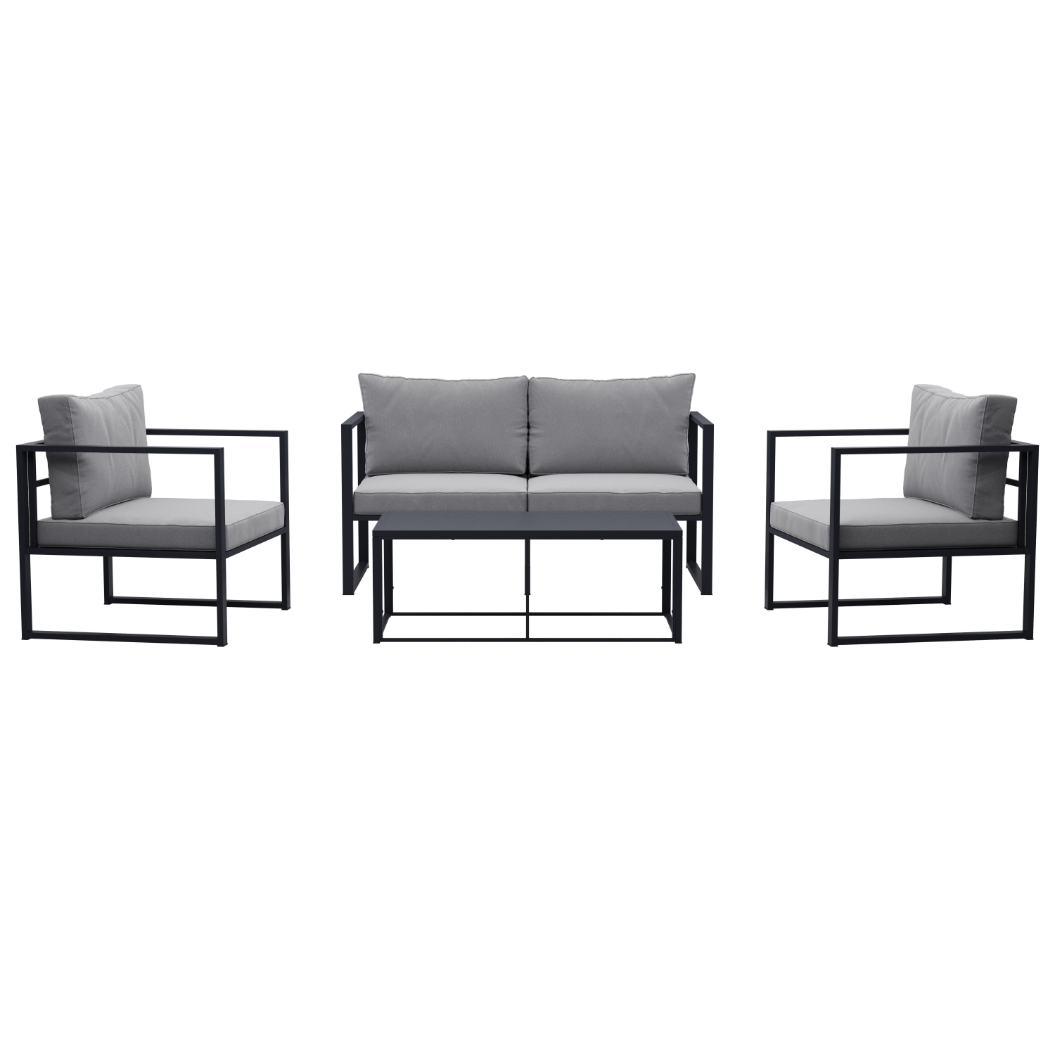 CorLiving Delia 4-Piece Patio Conversation Set with Cushions, Weather resistant, for small spaces, Balcony, Garden, Backyard