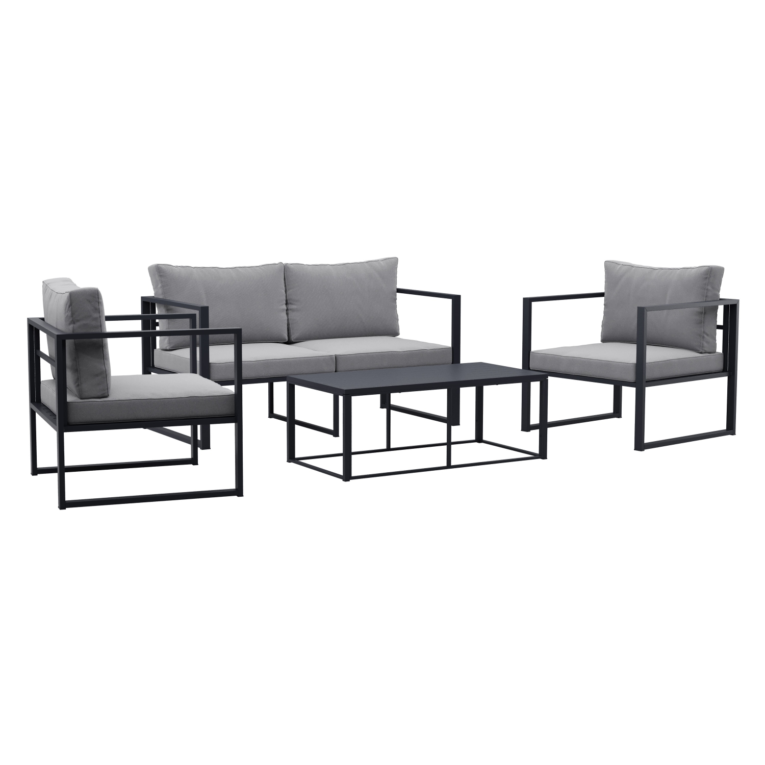 CorLiving Delia 4-Piece Patio Conversation Set with Cushions, Weather resistant, for small spaces, Balcony, Garden, Backyard