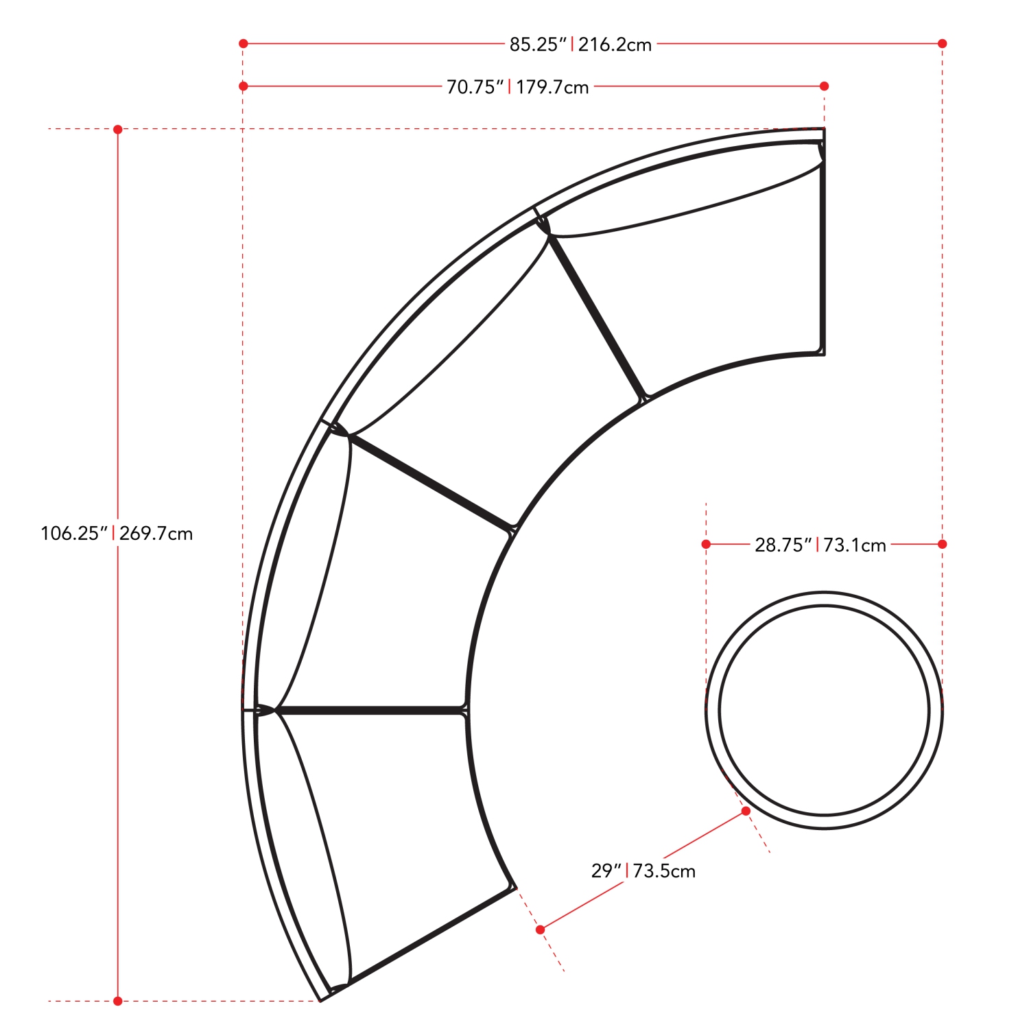 Ensemble modulaire de patio Parksville - Fini gris mélangé / Coussins bleu Oxford 3pc