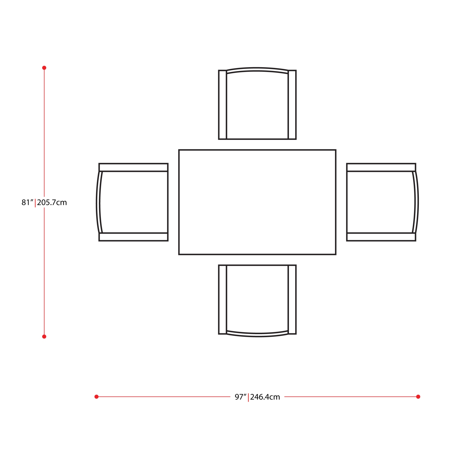 CorLiving Parksville 5-Piece Wicker Patio Dining Set with Rectangular Table, Stackable Chairs and Grey Cushions, Outdoor Patio Furniture