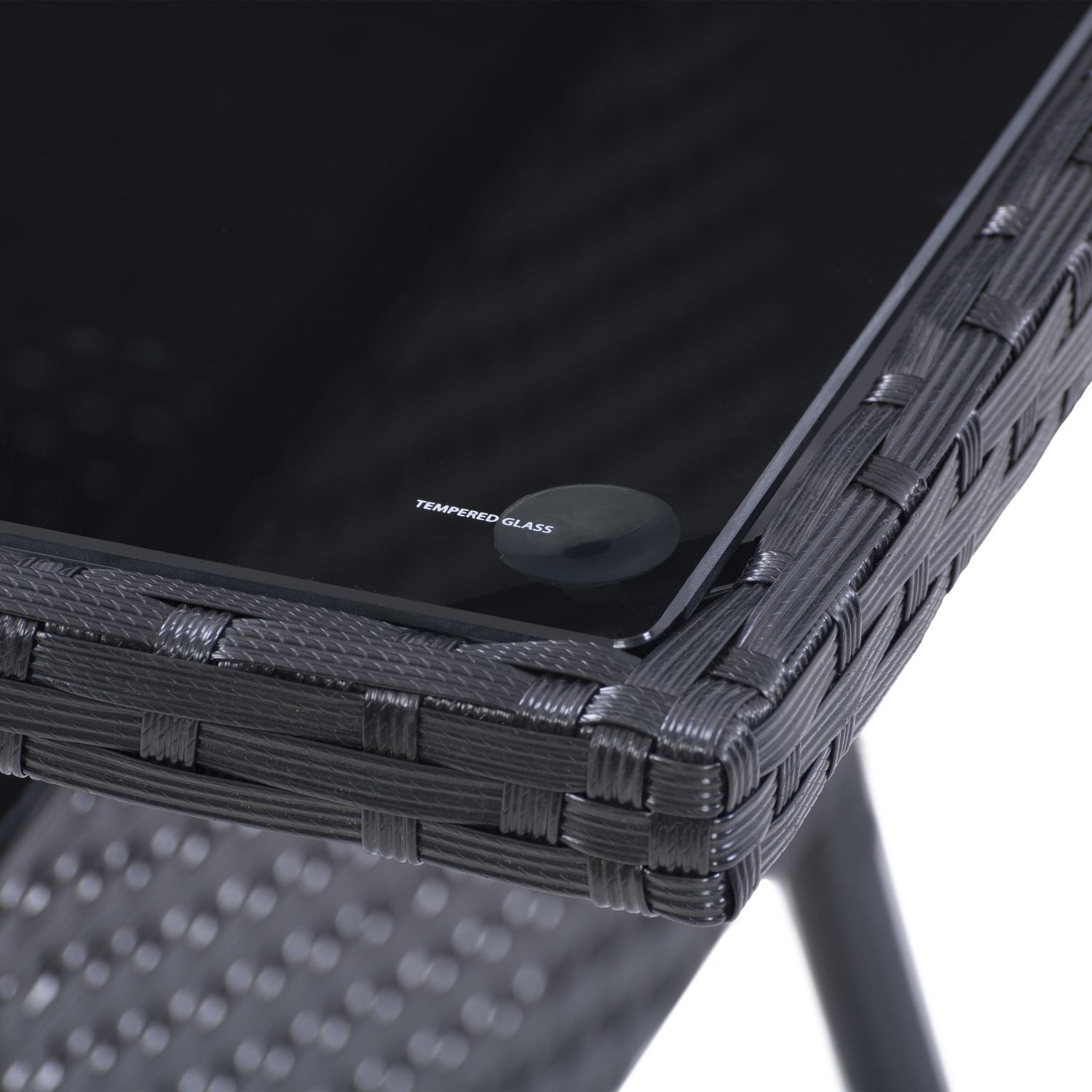 Ensemble de salle à manger pour terrasse Parksville carré - Chaises empilables - Finition noire / Coussins gris cendre 5pc