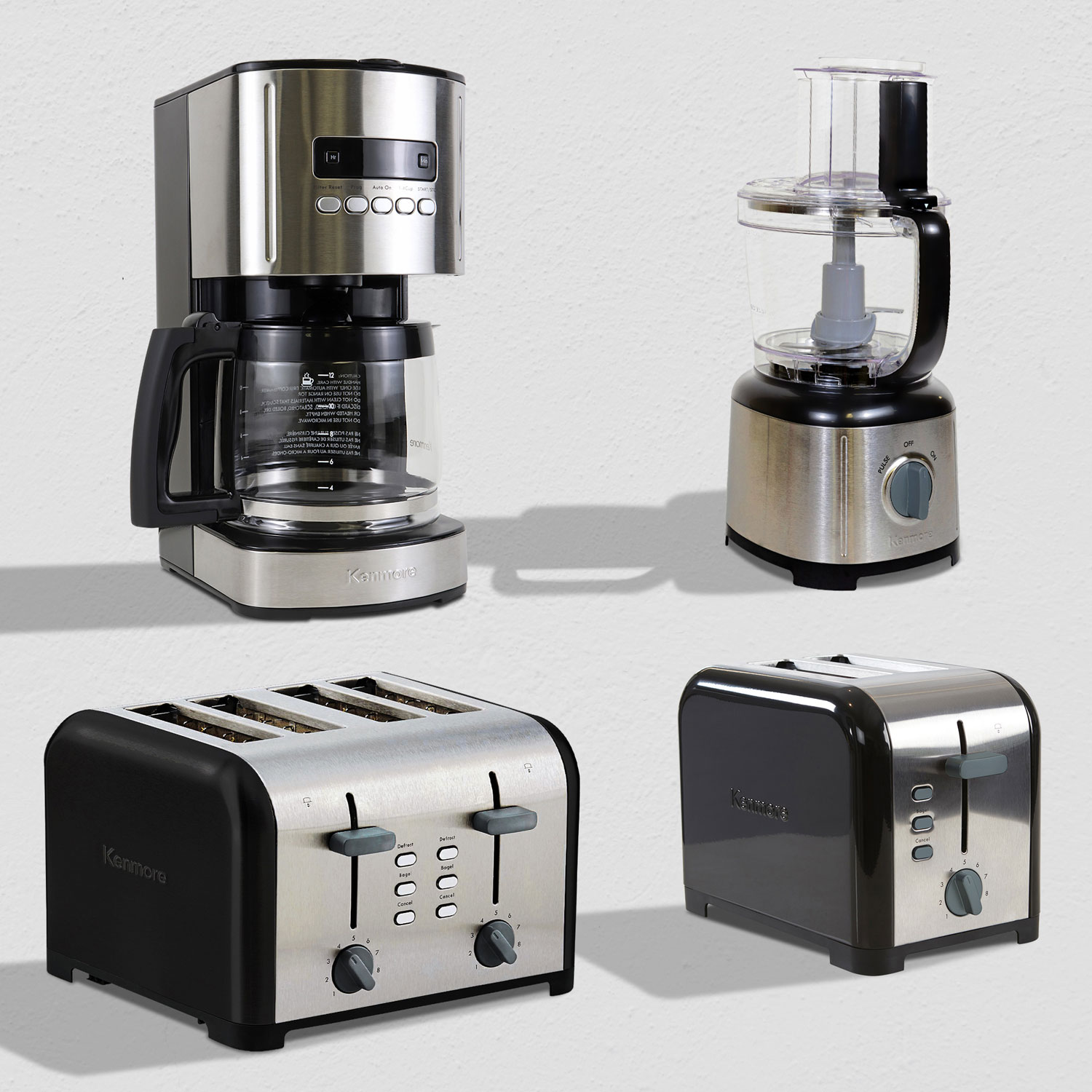 Grille-pain à fentes larges de Kenmore - 2 tranches - Noir/Argenté