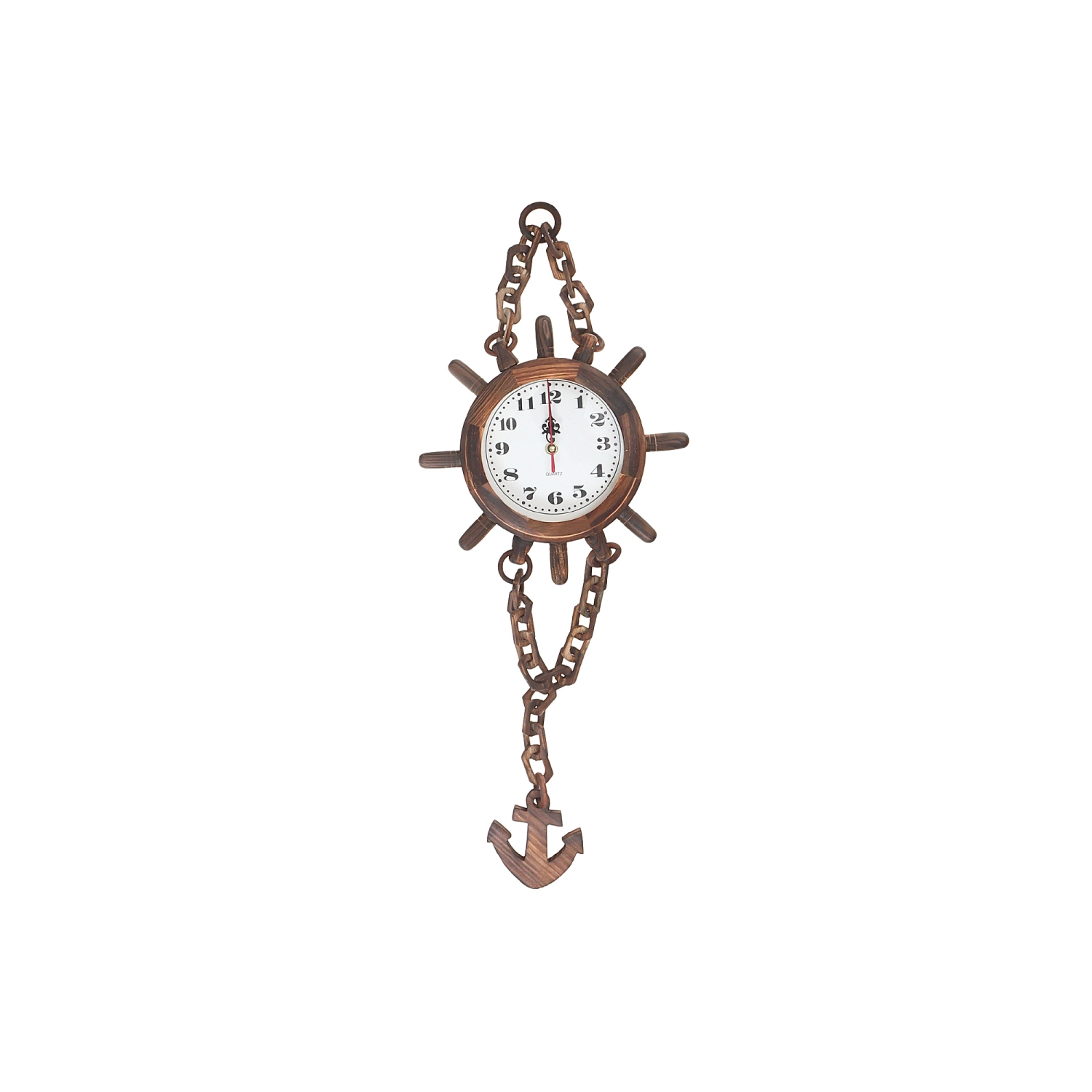Maison Concepts Wooden Ship Wheel Chain Clock With Anchor