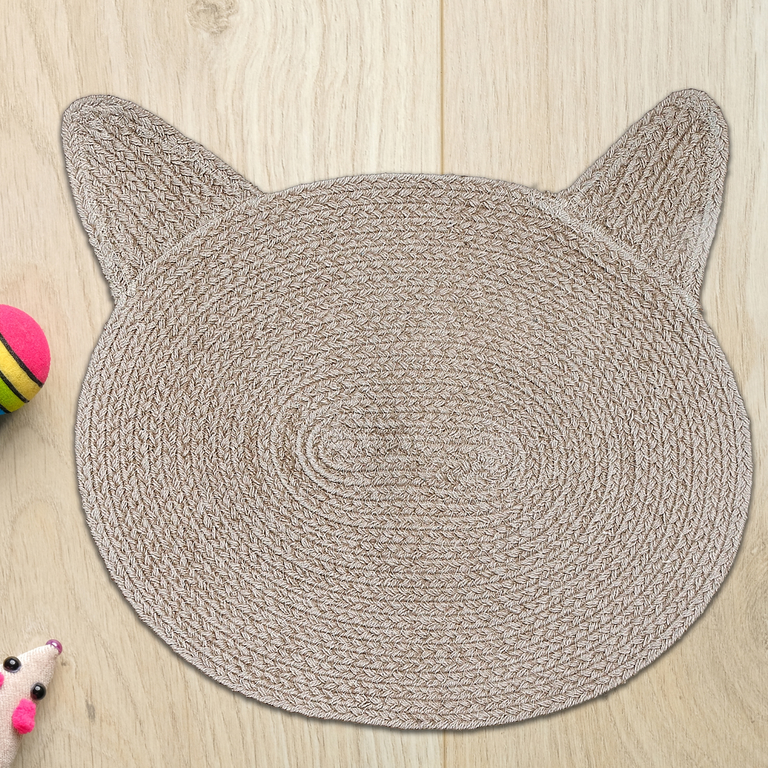Maison Concepts Braided Cotton Cat Shape Mat Taupe