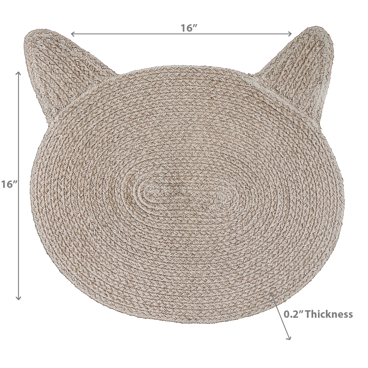 Maison Concepts Braided Cotton Cat Shape Mat Taupe