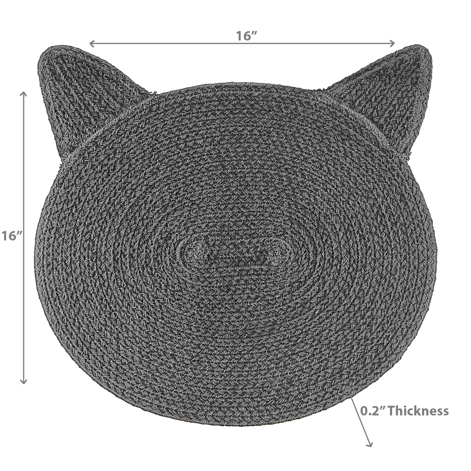 Maison Concepts Tressé De Forme De Chat En Coton Tapis Gris Charbon