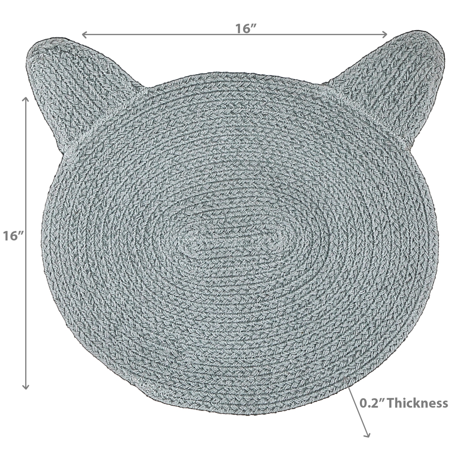Maison Concepts Braided Cotton Cat Shape Mat Light Gray