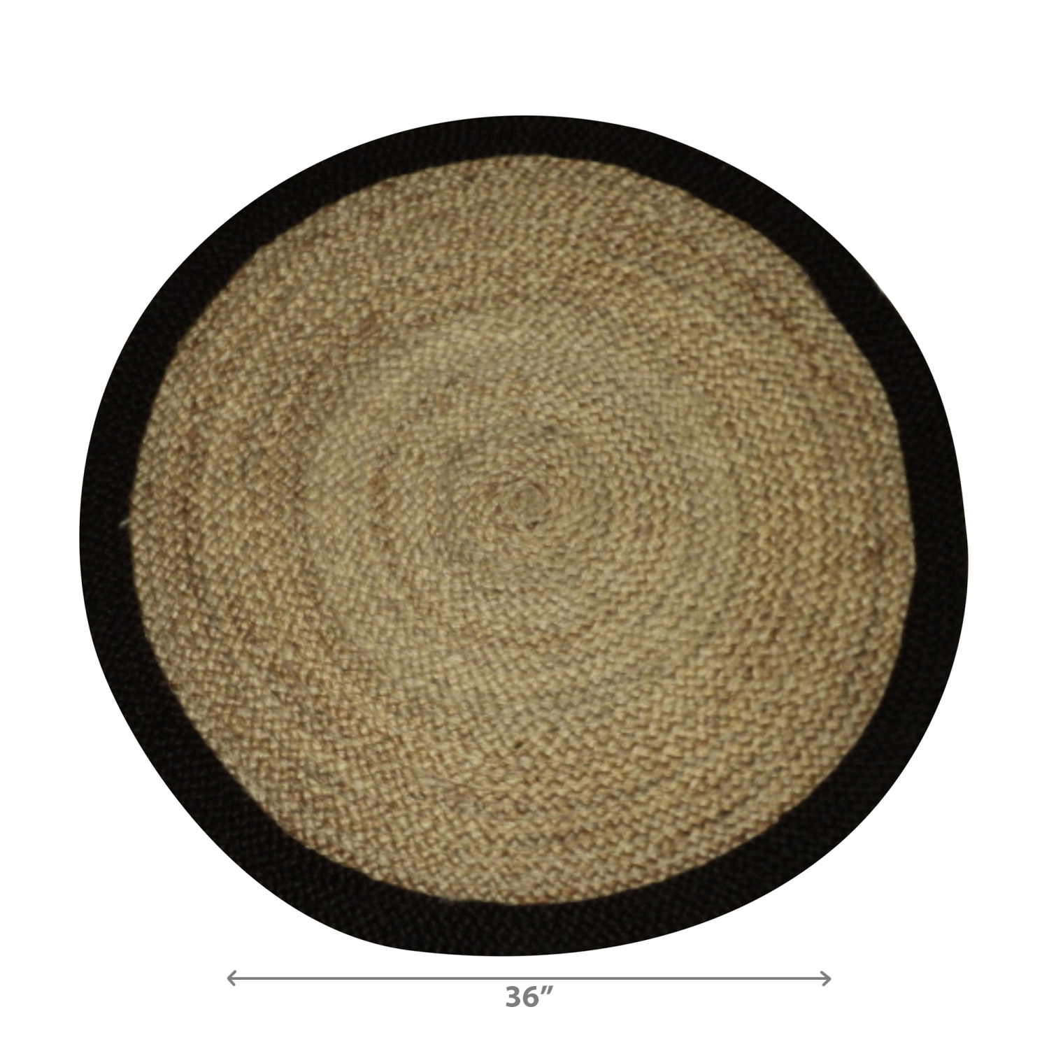 Maison Concepts Round Braided Jute Mat With Black Cotton Border 36"