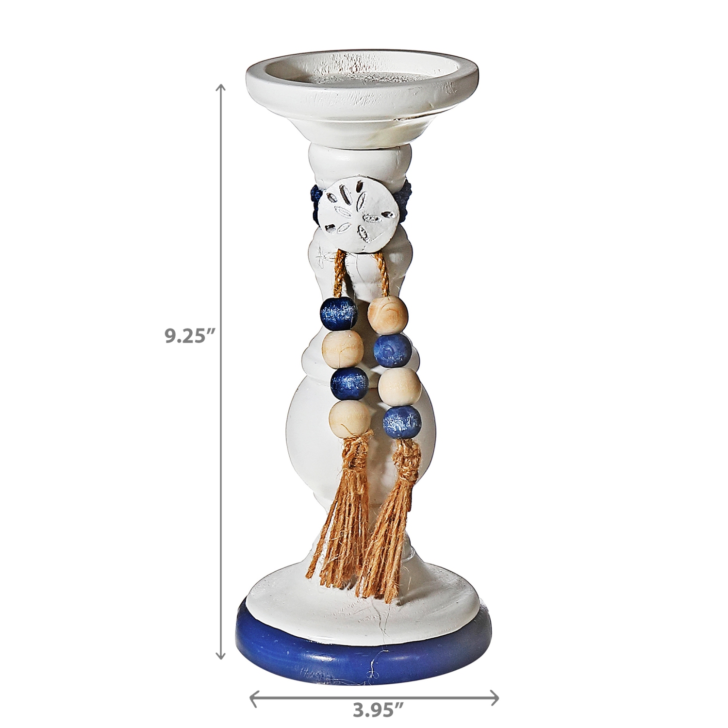 Maison Concepts Pillar Candle Holder With Beaded Garland 9.25"