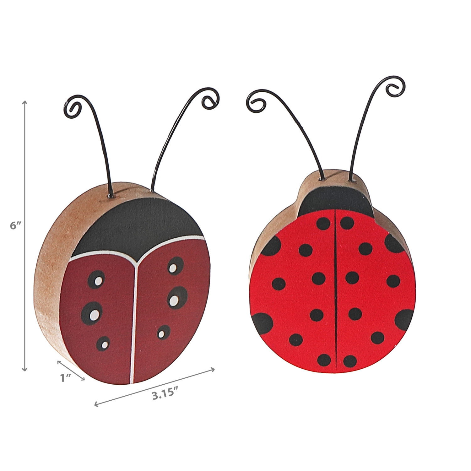 Maison Concepts Wooden Ladybug Figurine Asstd - Ensemble De 2