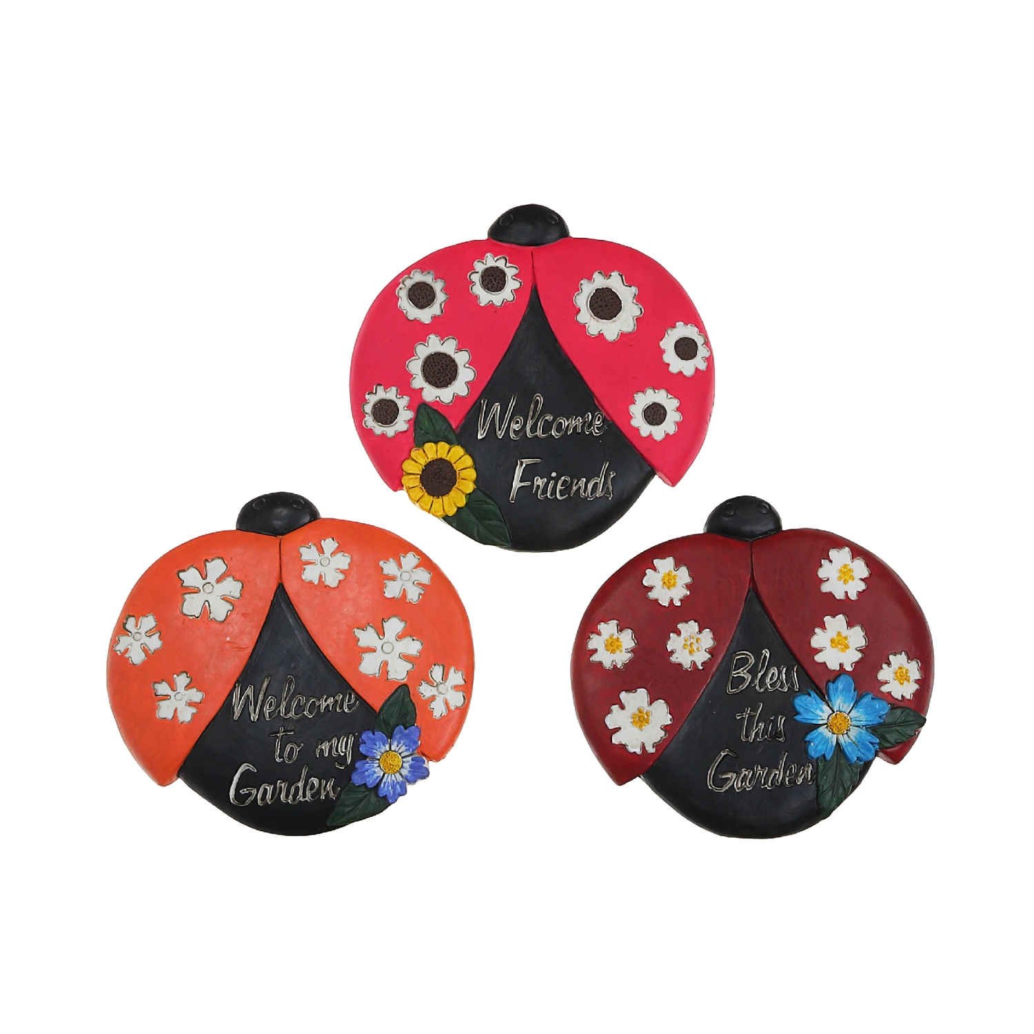 Maison Concepts Round Garden Stepping Stones Lady Bug Asstd - Set of 3
