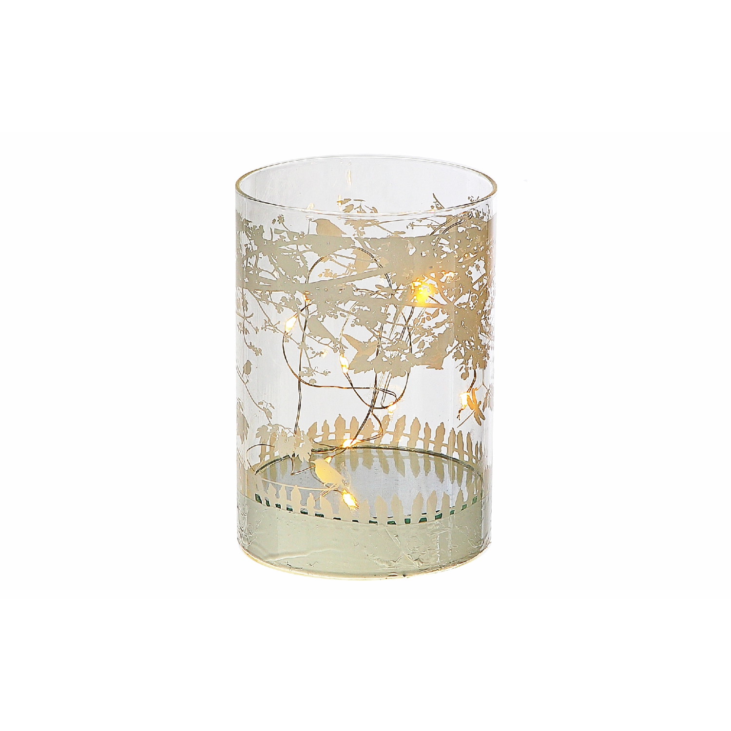 Maison Concepts Cylinder Led Glass Decor Birds Sur Tree 5"