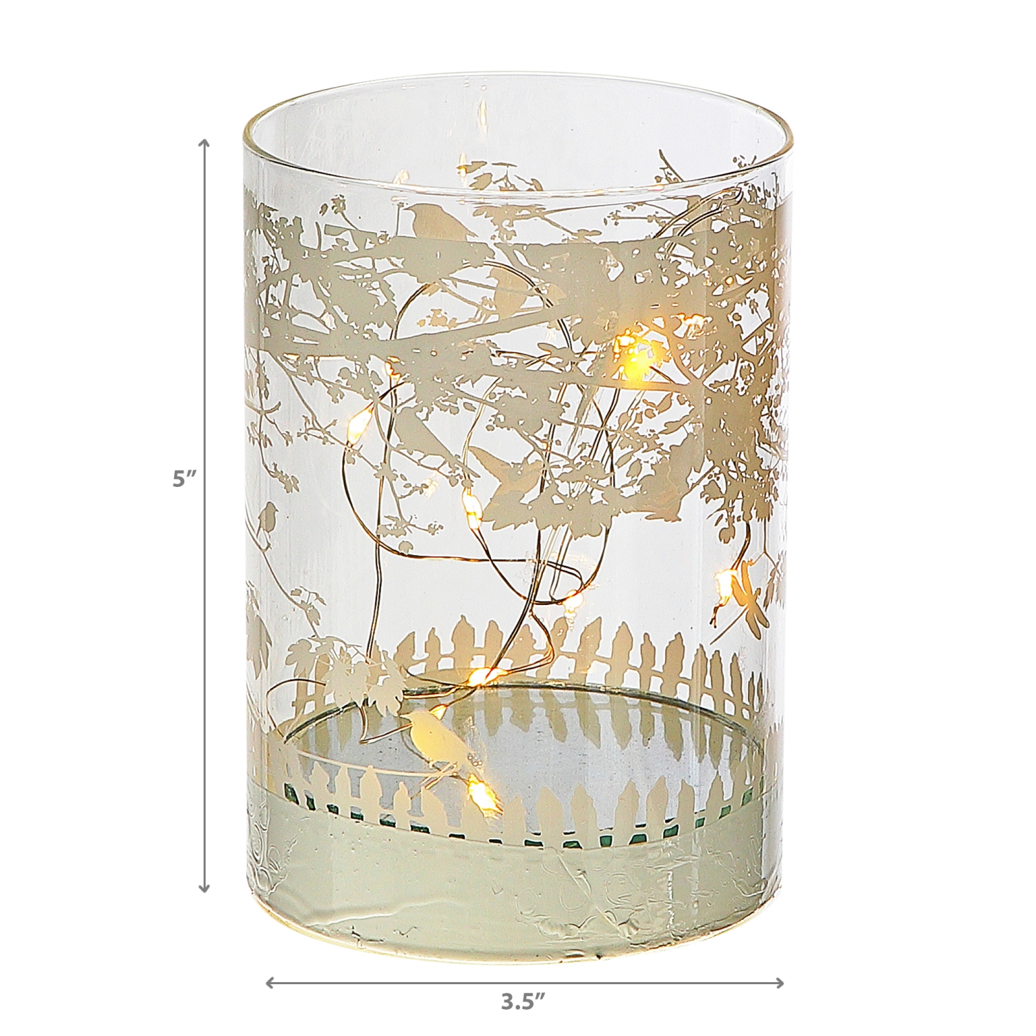 Maison Concepts Cylinder Led Glass Decor Birds Sur Tree 5"