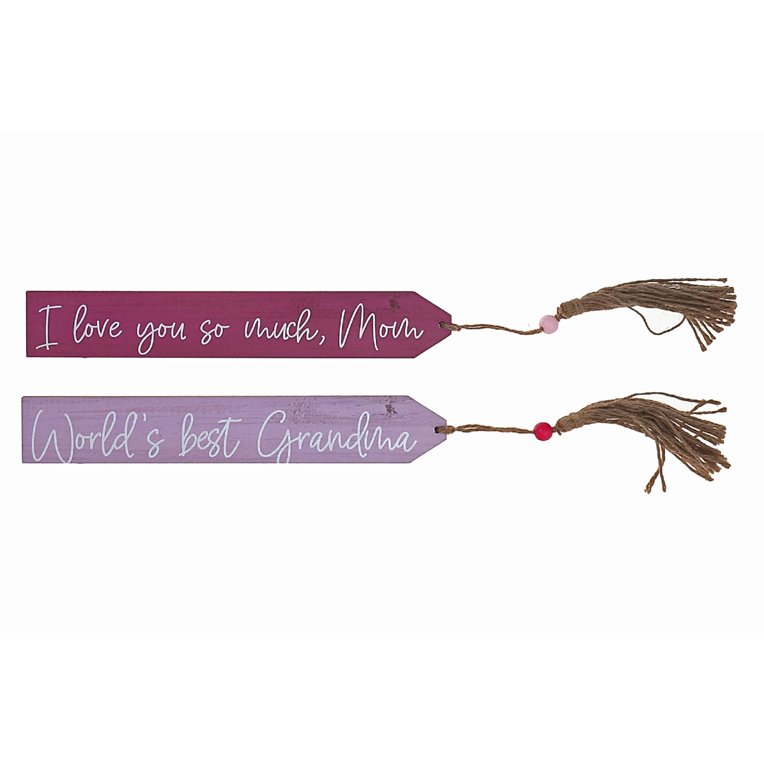 Maison Concepts Wooden Mom/Grandma Tags With Tassel Asstd - Set of 2