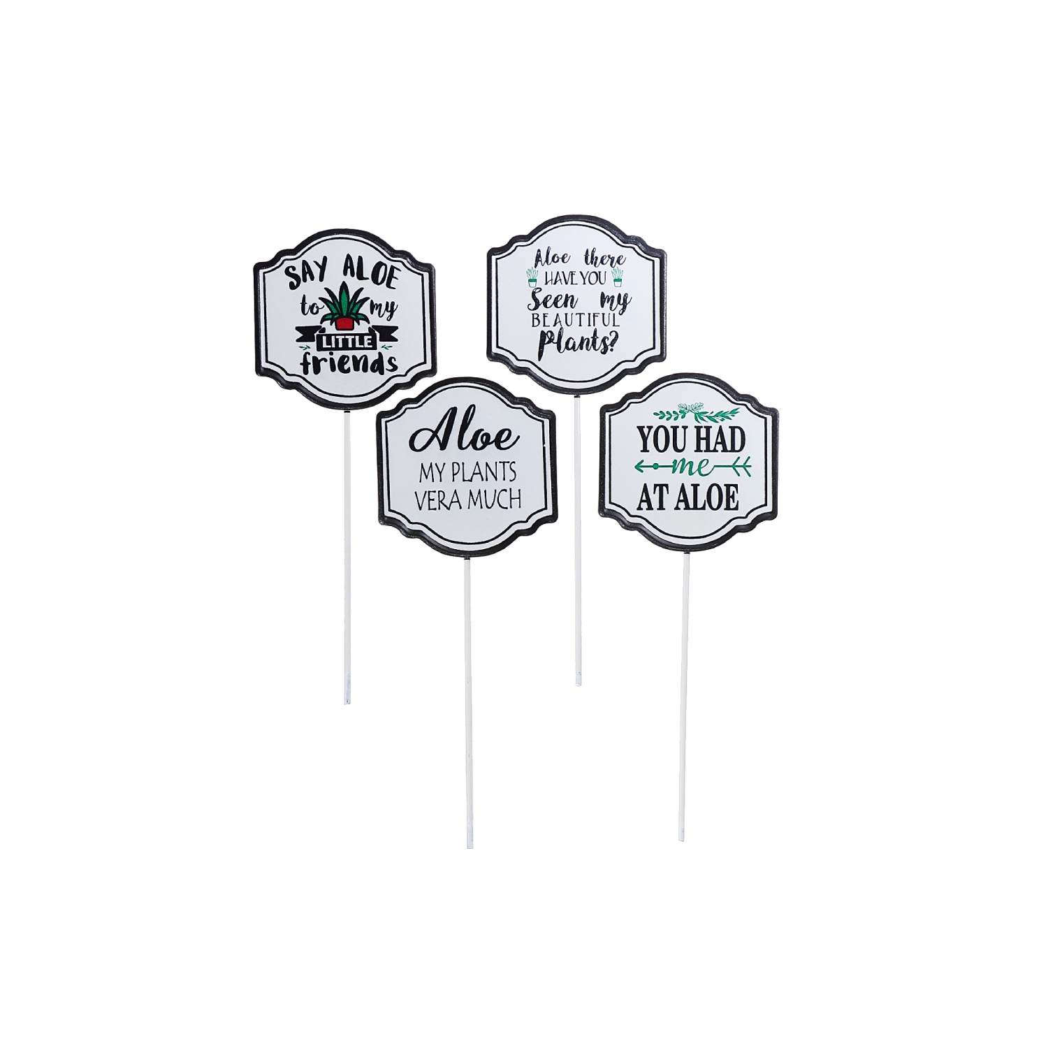 Maison Concepts Metal Stake Aloe Hello Asstd - Set of 4