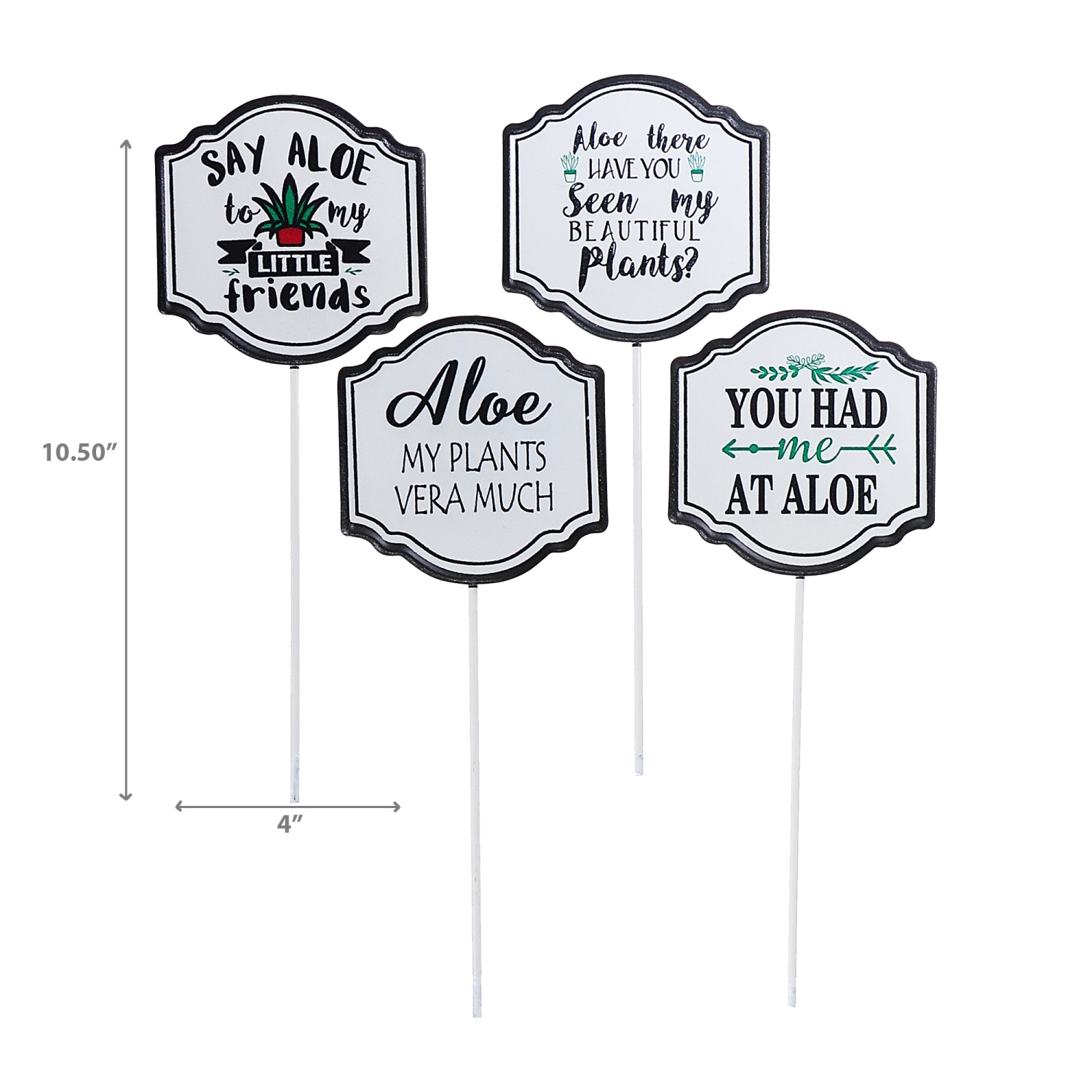 Maison Concepts Metal Stake Aloe Hello Asstd - Set of 4
