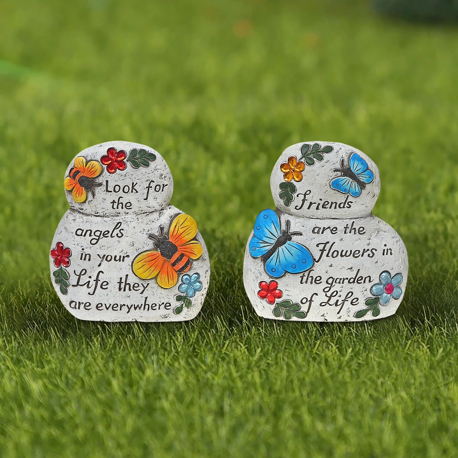 Maison Concepts Garden Stacking Stones Inspirational Asstd - Set of 2