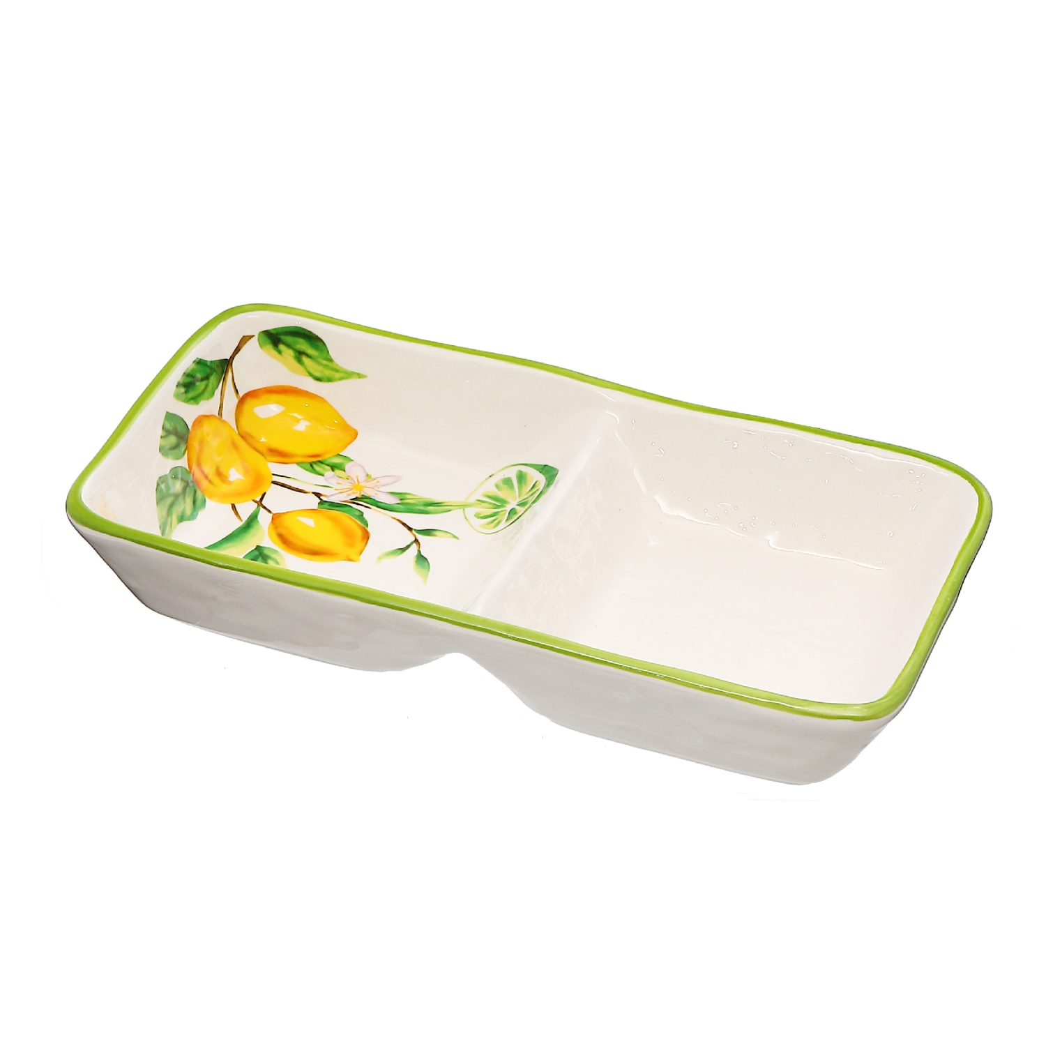 Maison Concepts Ceramic Lemon 2 Sections Plateau - Ensemble De 2