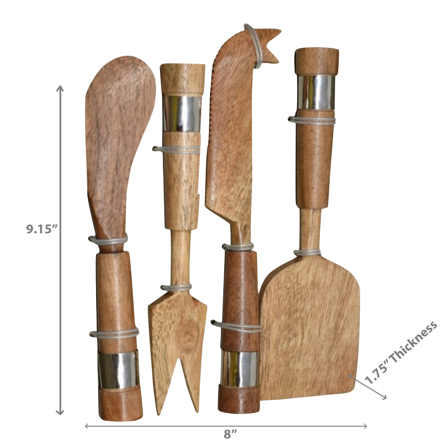 Maison Concepts Natural Acacia Wood Avec Nickel Martelé 4 Pc Coudlay