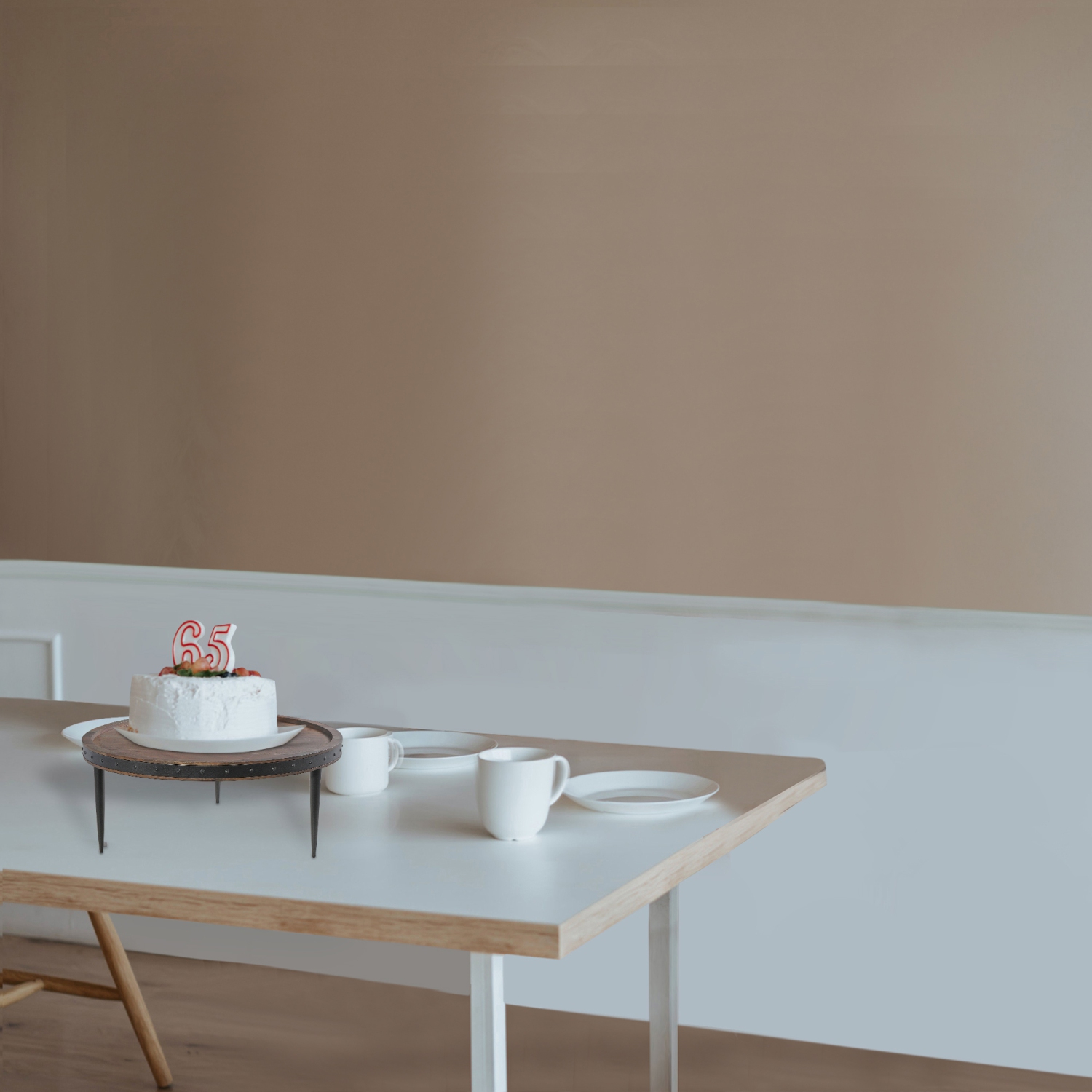 Maison Concepts Wood Acacia Avec Support De Gâteau Gunmetal Rivé