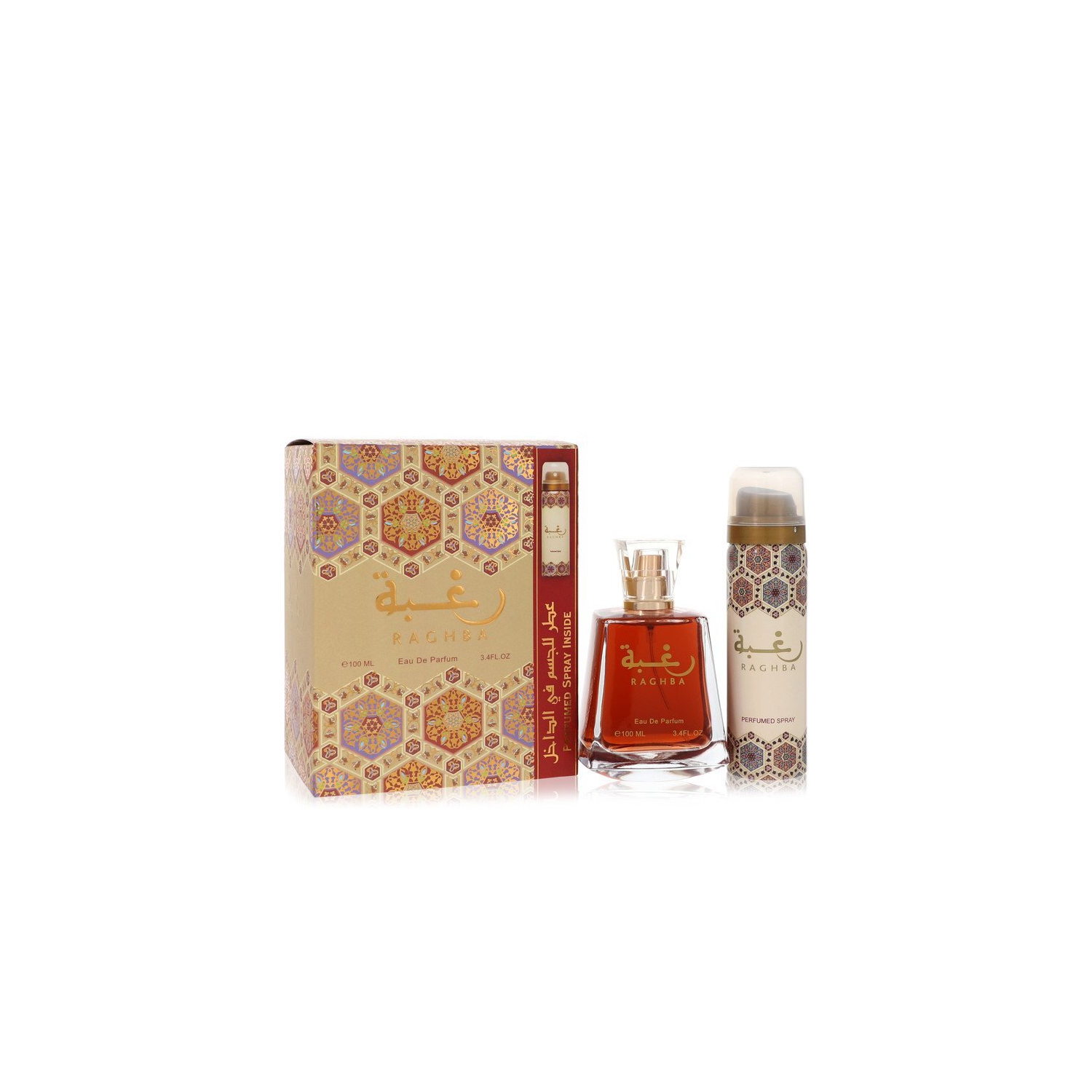 Lattafa Raghba by Lattafa Eau De Parfum Spray Plus 1.7 oz Deodorant Spray 3.4 oz