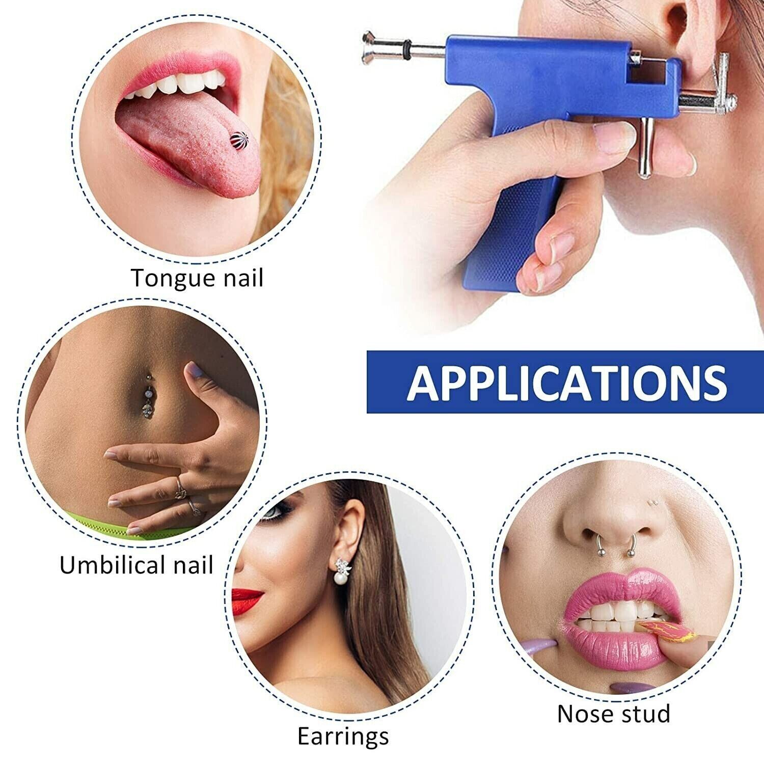 ISTAR Pistolet de perçage d'oreille Pistolet de perçage professionnel Réutilisable Corps Nez Lèvres Boucles d'oreilles Outil de perçage pour Salon
