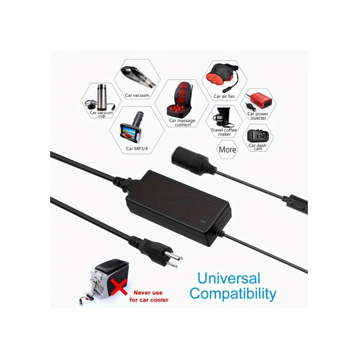 ISTAR AC to DC Converter 110V to 12V 8A 60W Car Cigarette Lighter Adapter - Wall Plug Outlet Cigarette Lighter Female Socket Converter