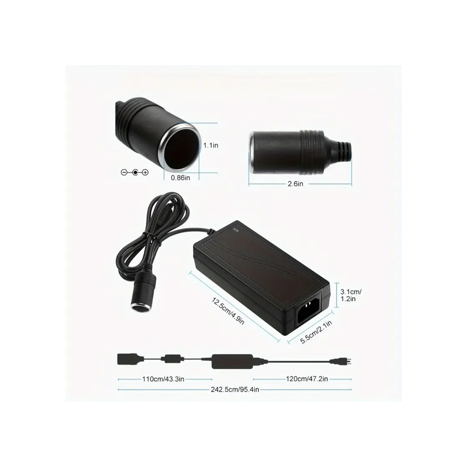 ISTAR AC to DC Converter 110V to 12V 8A 60W Car Cigarette Lighter Adapter - Wall Plug Outlet Cigarette Lighter Female Socket Converter