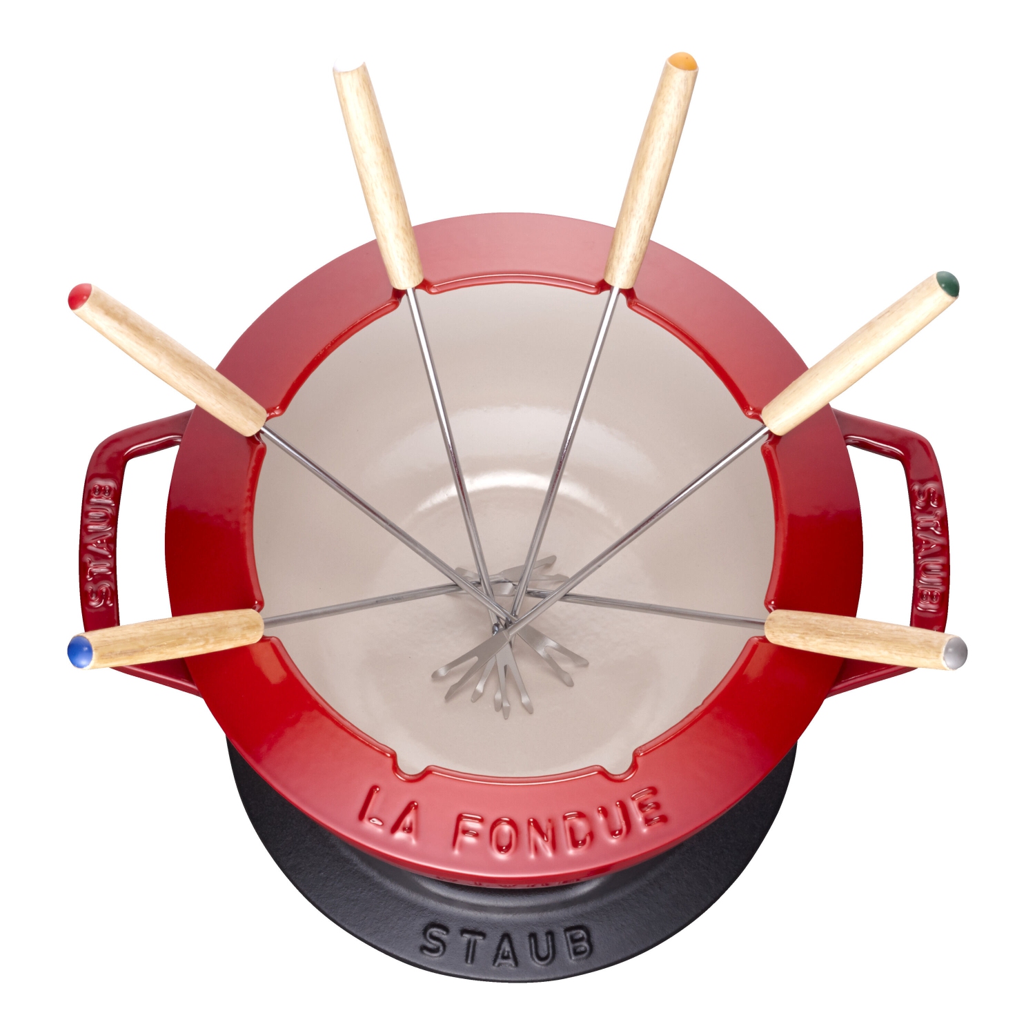 STAUB Specialities Cast Iron Fondue Set, Cherry