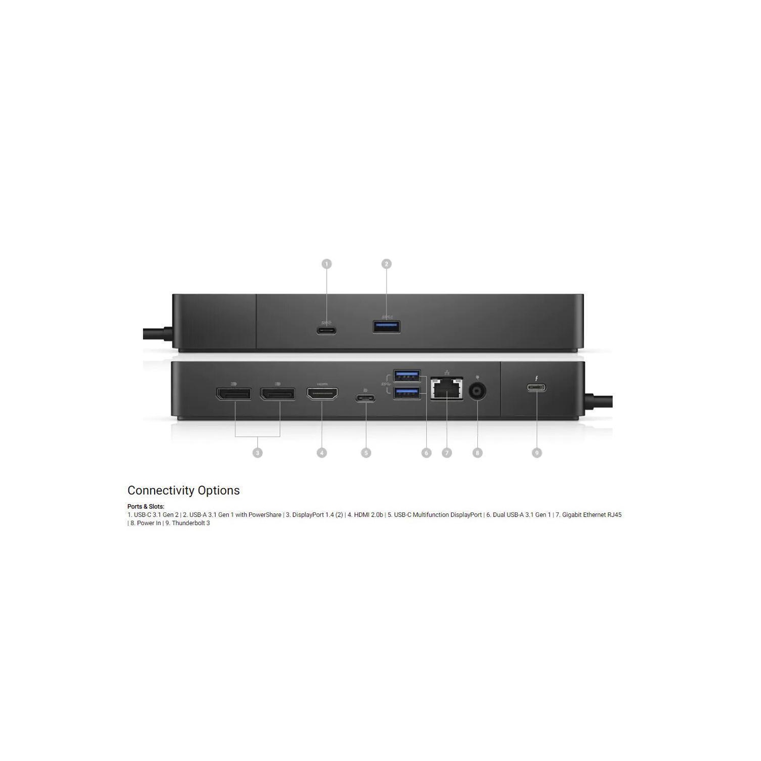 Remis à neuf – Station d’accueil Thunderbolt WD19TBS (avec alimentation 130 W) USB-C, Thunderbolt 3