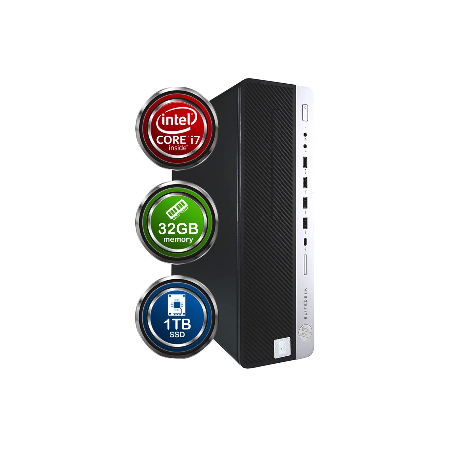 Refurbished - HP EliteDesk 800G4 Desktop Computer | Hexa Core Intel i7 (3.4) | 32GB DDR4 RAM | 1TB SSD Solid State | Windows 11 Professional | Home