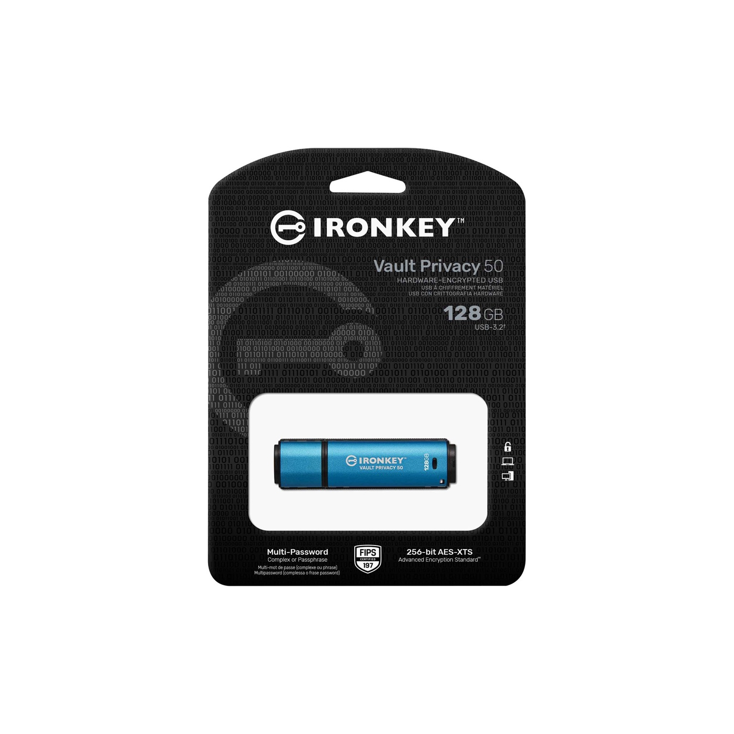 Kingston IronKey Vault Privacy 50 128GB USB 3.2 Gen 1 Type A Flash Drive -