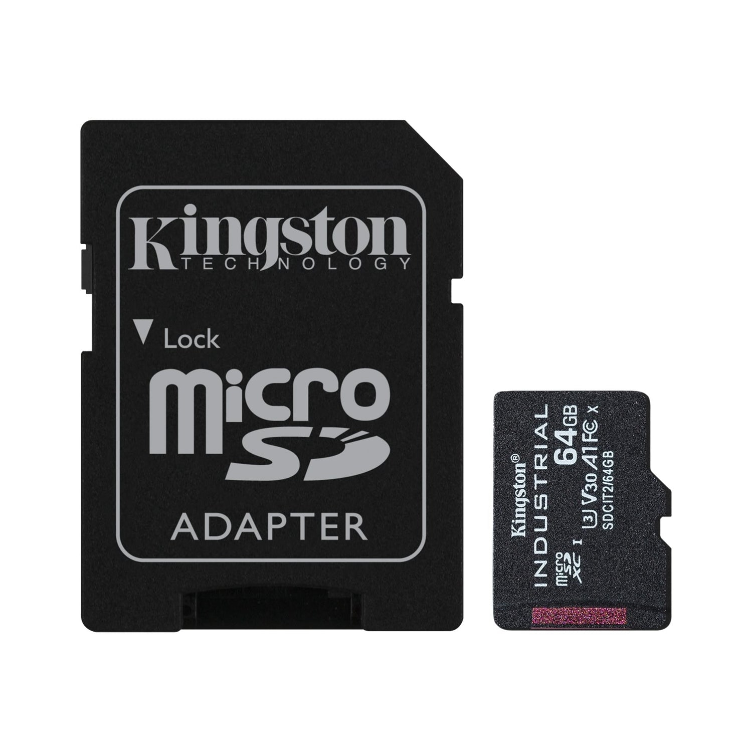 Kingston Technology - Industrial Micro SD Card with SD Reader, 64GB Capacity, Class 10, UHS-I, U3, V30, A1