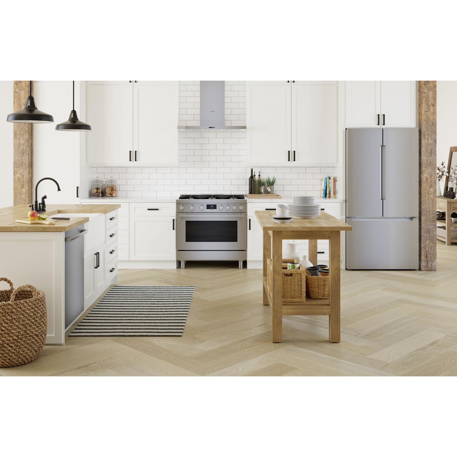 Bosch 36" 20.8 Cu. Ft. French Door Refrigerator with Water & Ice Dispenser - Stainless Steel