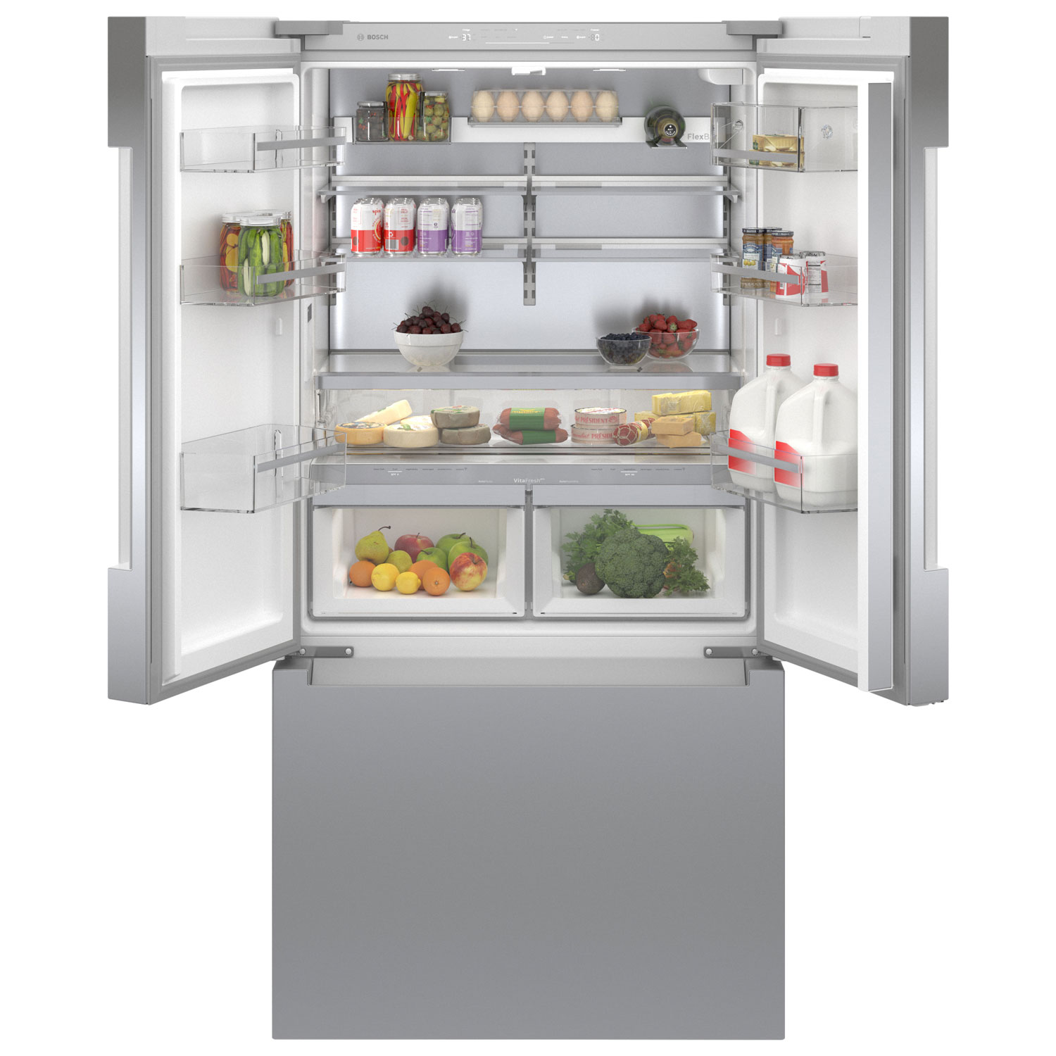 Bosch 36" 20.8 Cu. Ft. French Door Refrigerator with Water & Ice Dispenser - Stainless Steel