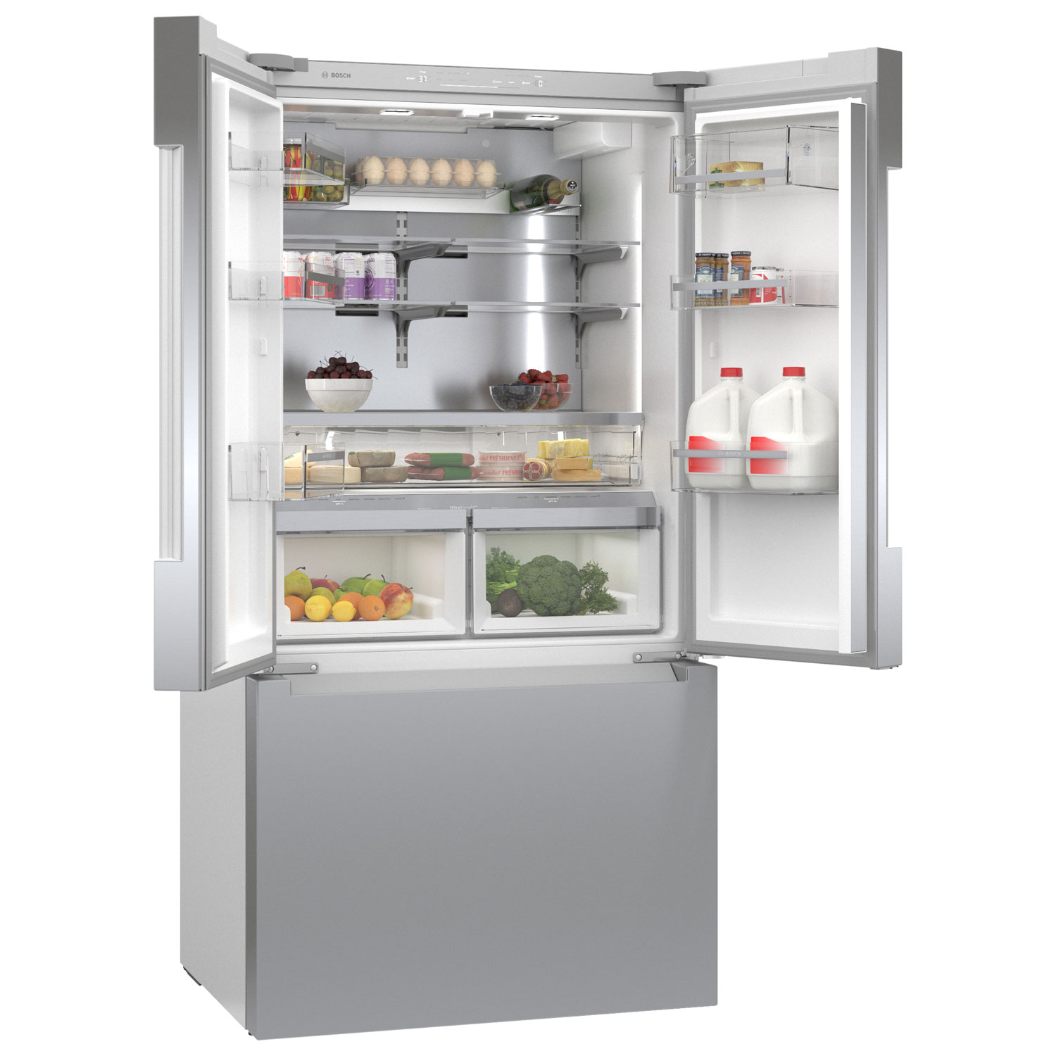 Bosch 36" 20.8 Cu. Ft. French Door Refrigerator with Water & Ice Dispenser - Stainless Steel