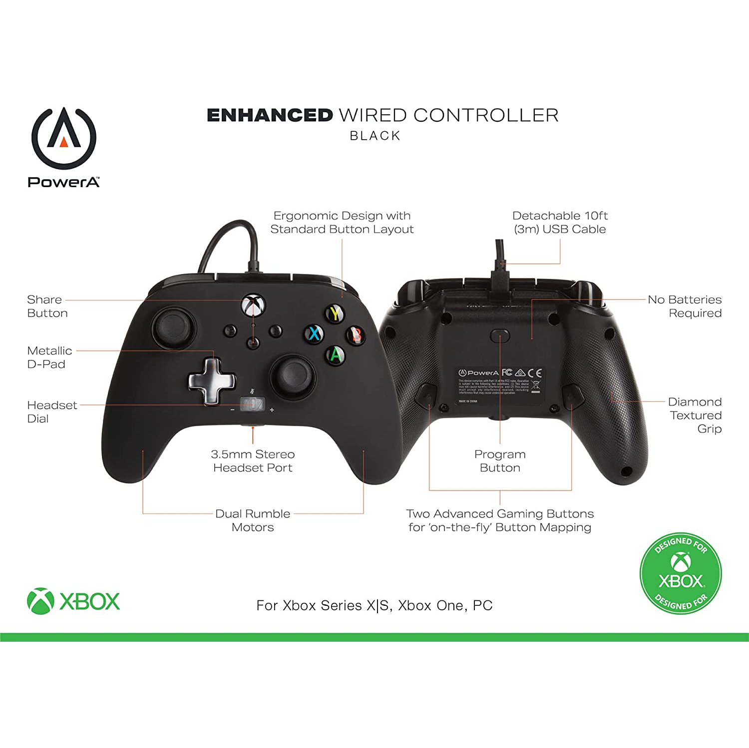 Openbox PowerA Enhanced Wired Controller for Xbox - Black