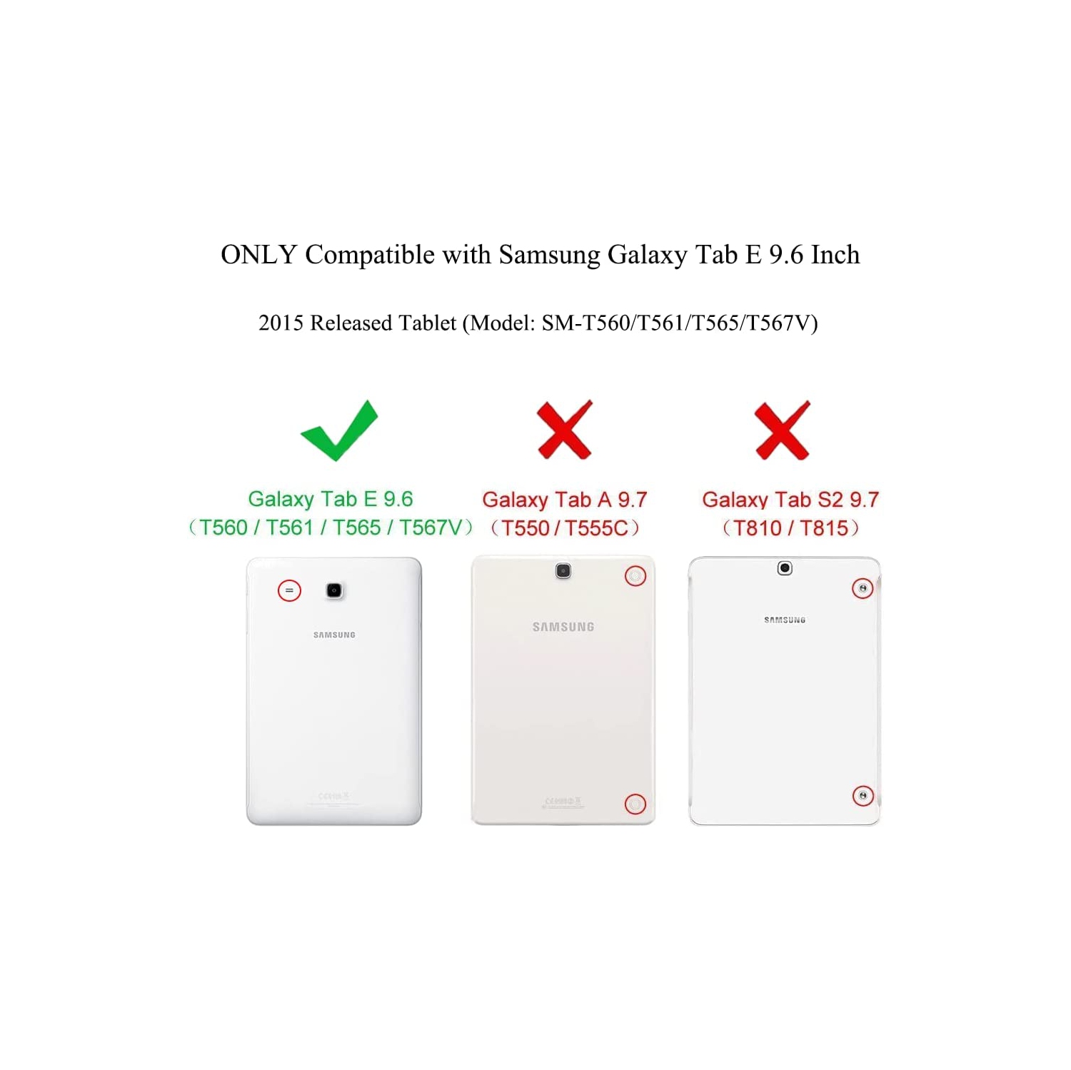 K Slim Case for Samsung Galaxy Tab E 9.6'', Lightweight Stand Cover for Samsung Galaxy Tab E 9.6 Inch Tablet 2015 Released Model SM-T560 T561 T565