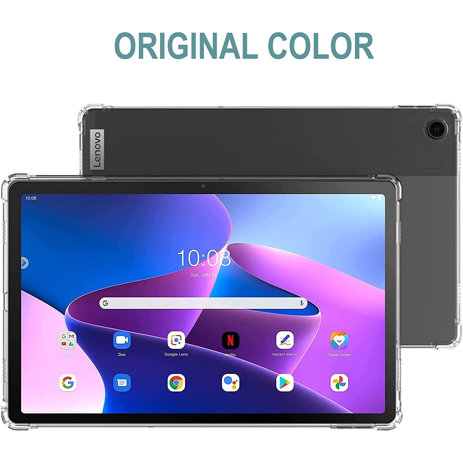 Tablet Case for Lenovo Tab M10 Plus 3nd Gen 10.6inch, K Flexible Ultra Slim Reinforced Corners Clear Protective Cover Crystal Shockproof Rugged Back