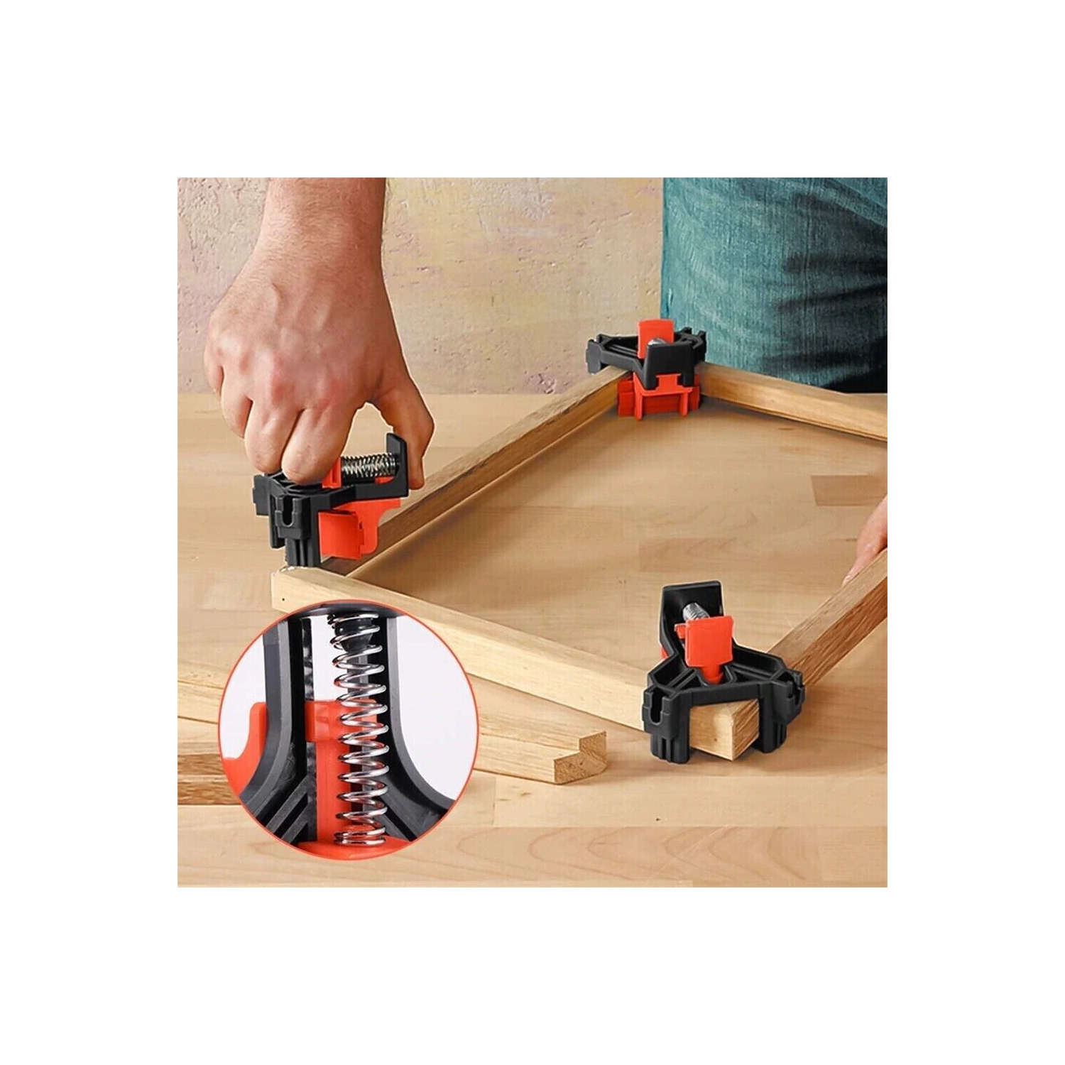 Pinces d'angle à angle droit à 90 degrés, 4 pinces à bois réglables pour le soudage, le perçage, la réparation de meubles, la fabrication de