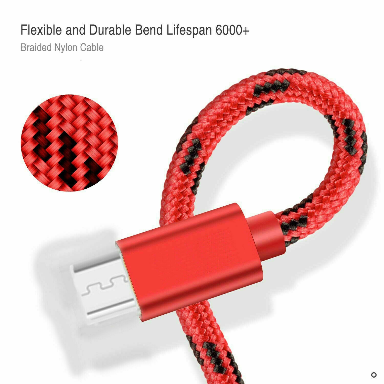 6ft Micro USB Cable Nylon Braided Fast Quick Charger USB to Micro USB 2.0 Android Charging Cord for Galaxy S7 S6 S5 Edge A10, J3 Prime, Redmi Note 5