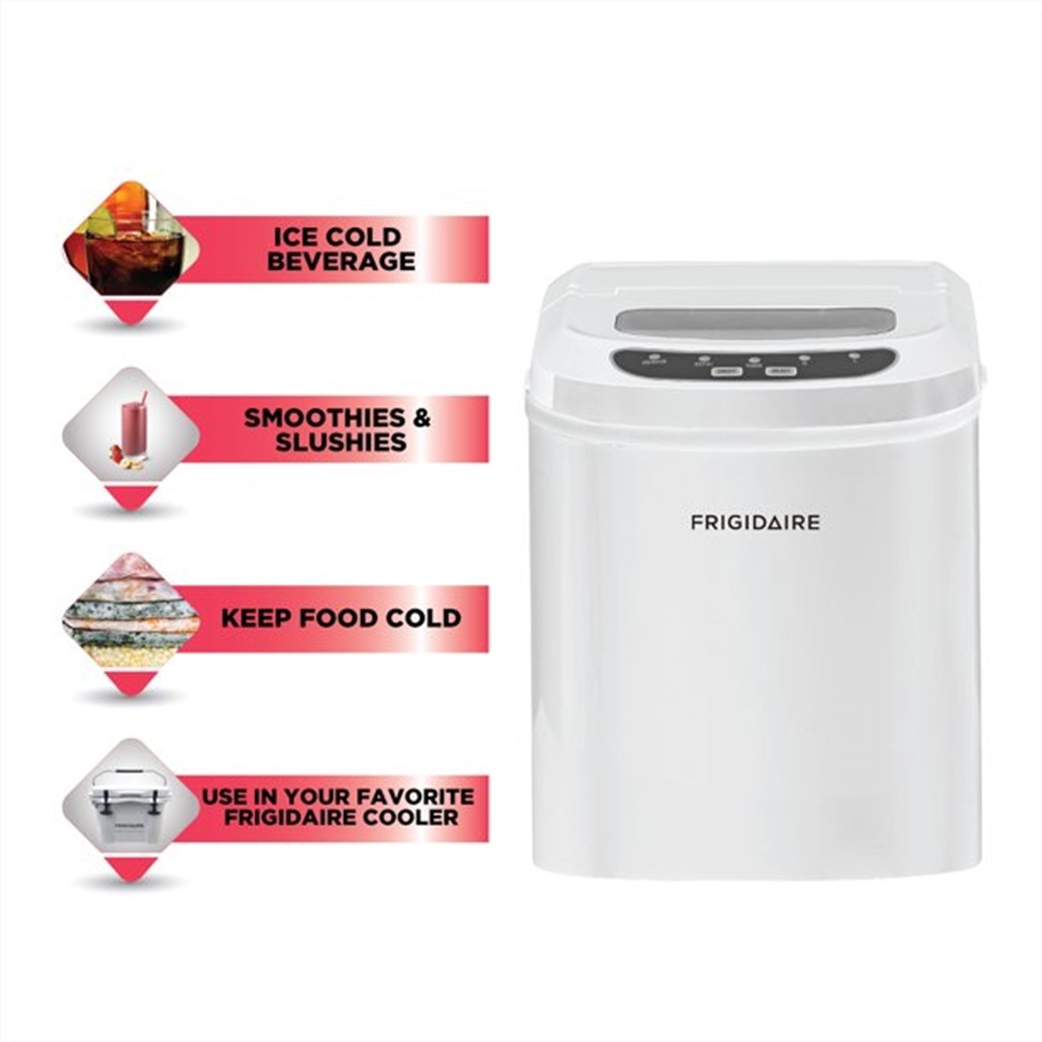 Frigidaire - Compact Ice Maker, 1.1 Liter Tank, White