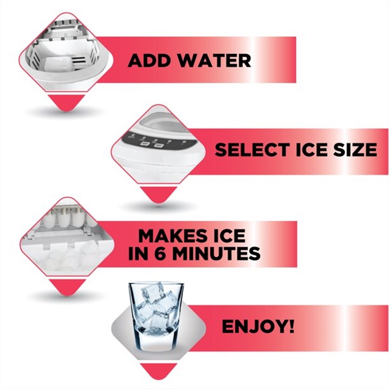 Frigidaire - Compact Ice Maker, 1.1 Liter Tank, White