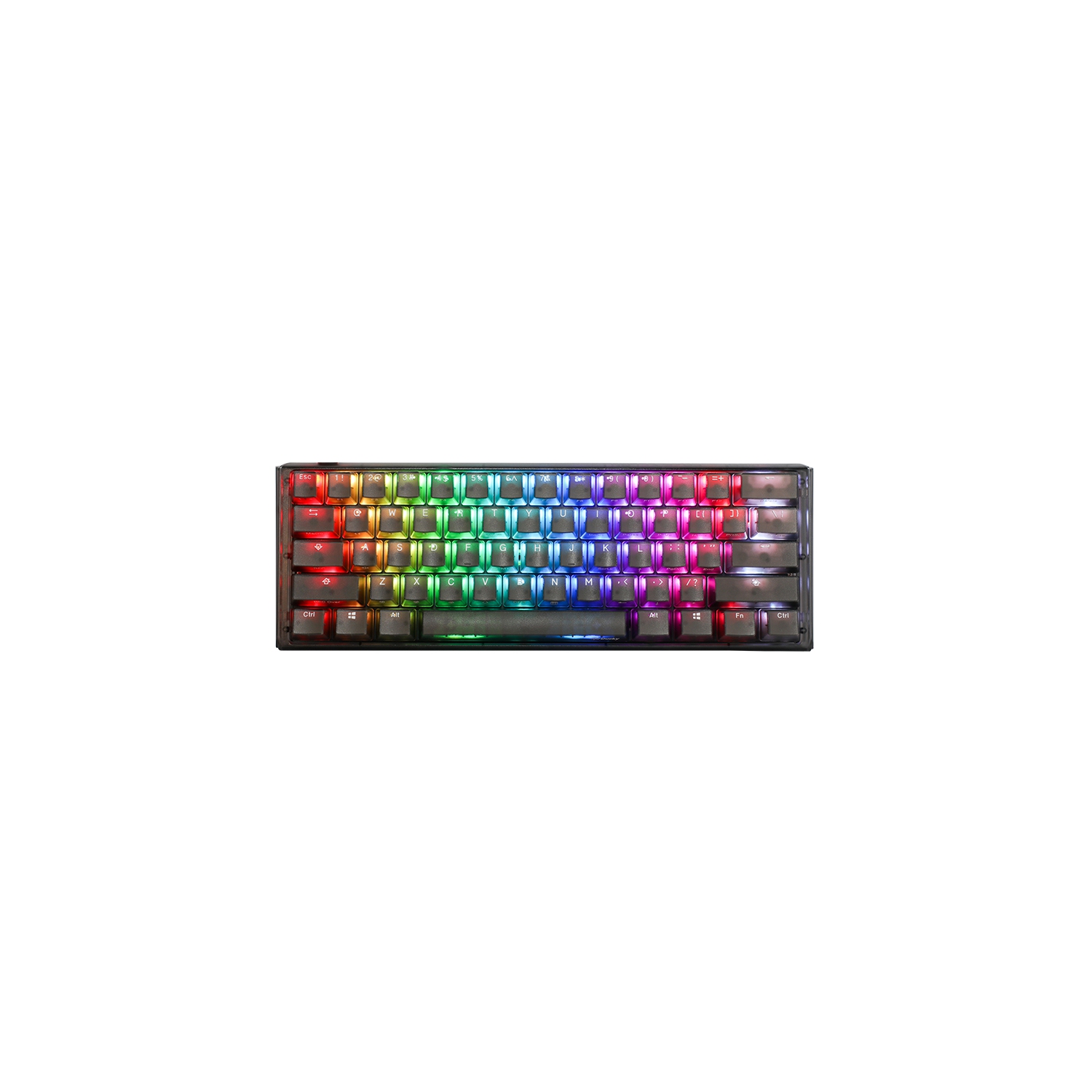 Ducky ONE 3 Aura RGB Hot-Swappable Mechanical Keyboard Double-Shot PBT Keycaps Cherry MX Silent Red Switches, Anti-Ghosting Dual-layer PCB, Mini (61 Keys), Translucent Black Design