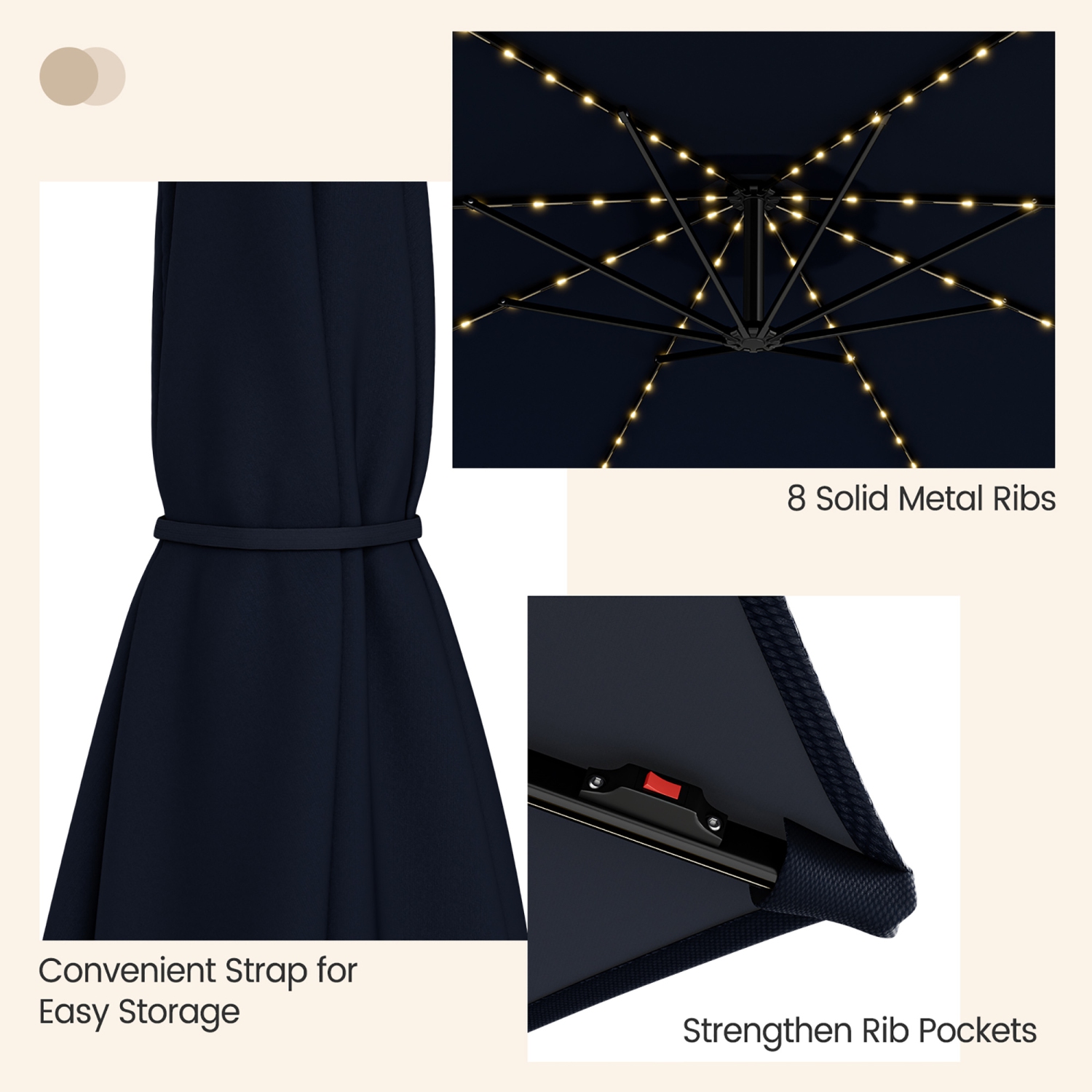 Gymax 10 FT Offset Patio Umbrella Solar Powered Cantilever Umbrella w/ 112 LED Lights