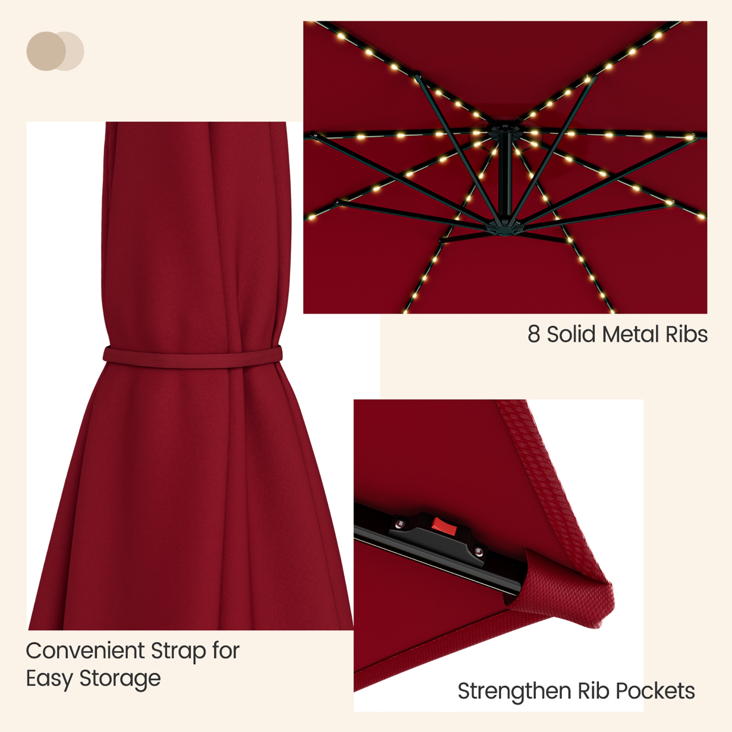 Gymax 10 FT Offset Patio Umbrella Solar Powered Cantilever Umbrella w/ 112 LED Lights